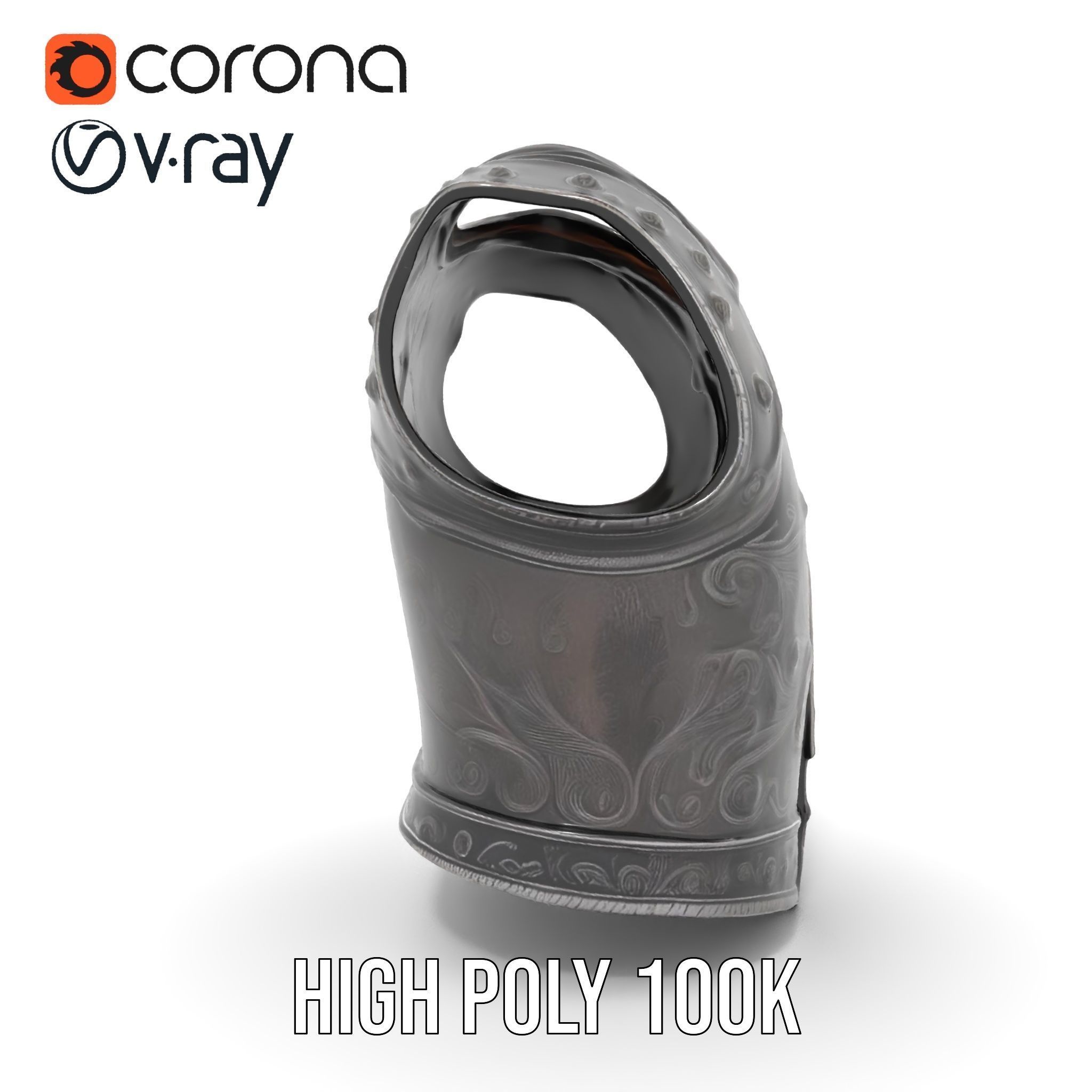 Intricately Engraved Black Armor model pack Low-poly 3D model_29
