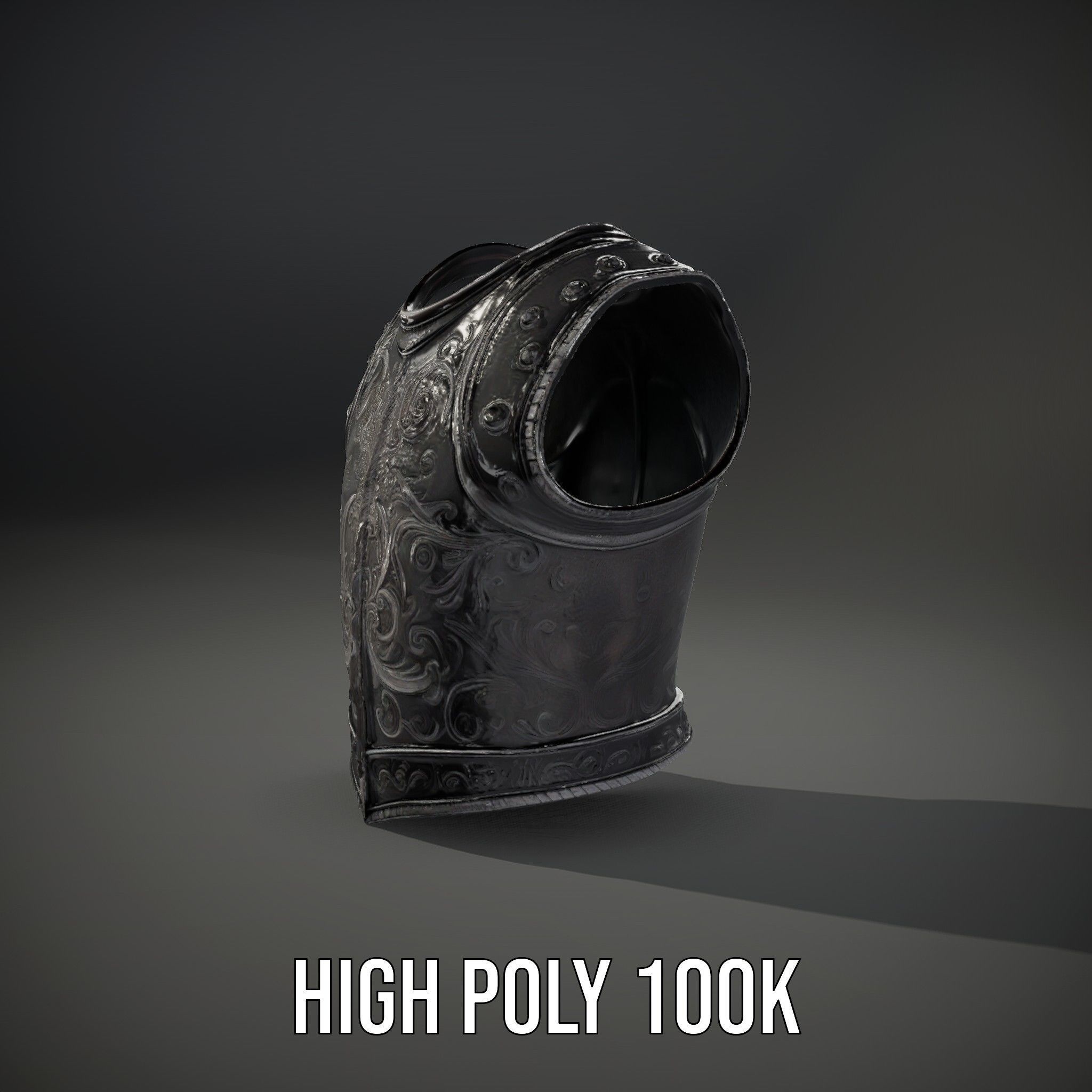 Intricately Engraved Black Armor model pack Low-poly 3D model_8