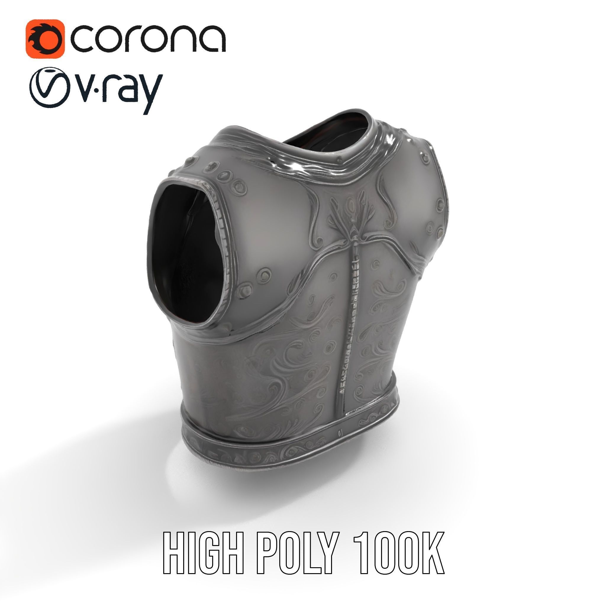 Intricately Engraved Black Armor model pack Low-poly 3D model_17