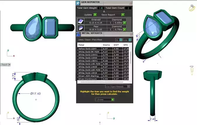 3DM personalized two stone ring for women