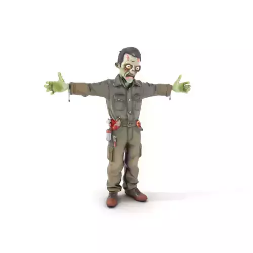 Zombie Mechanic Character Rigged and Animated