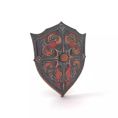 Ornate Medieval Shield D Model Pack Low-poly 3D model