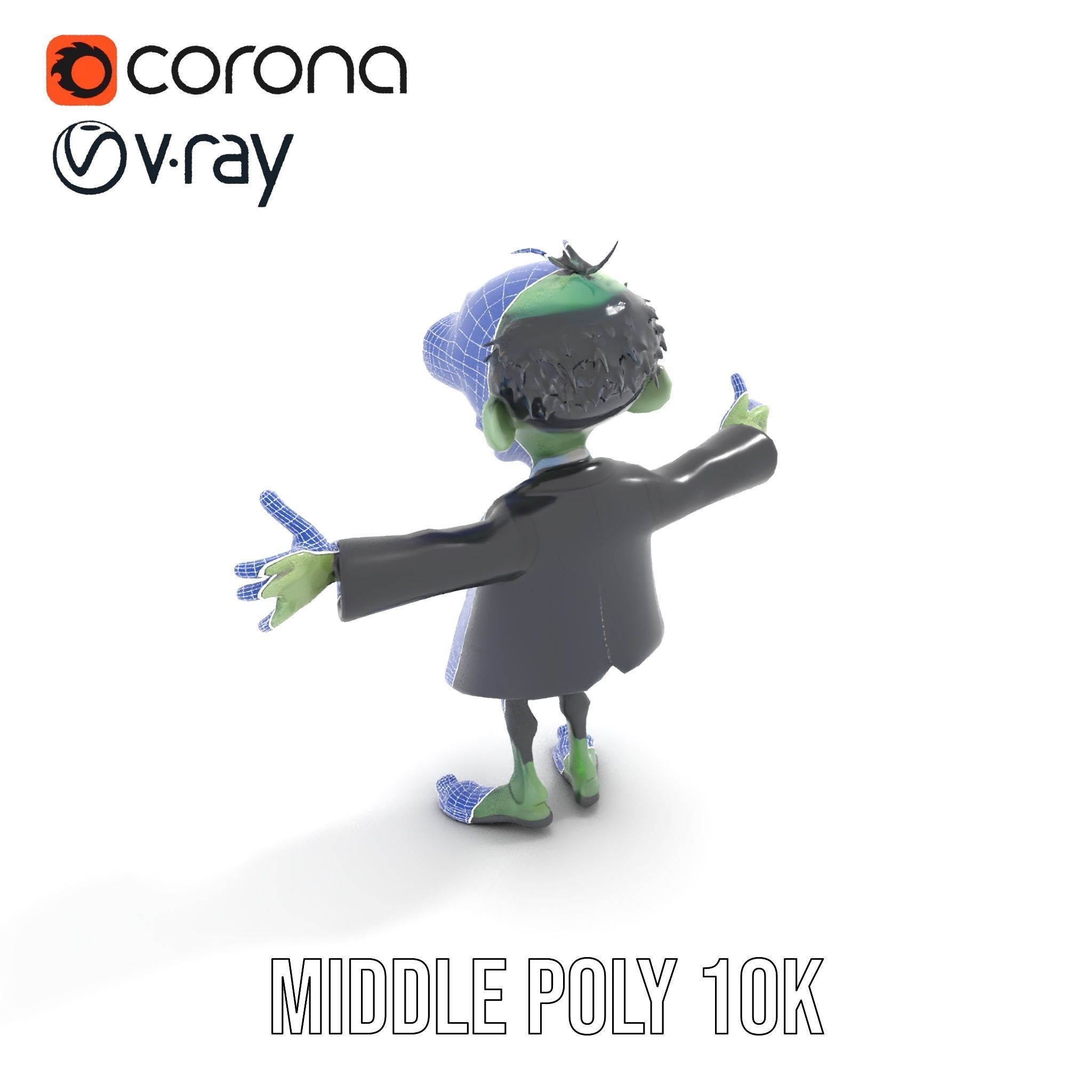 Zombie Businessman Character Model Rigged and Animated Low-poly 3D model_18