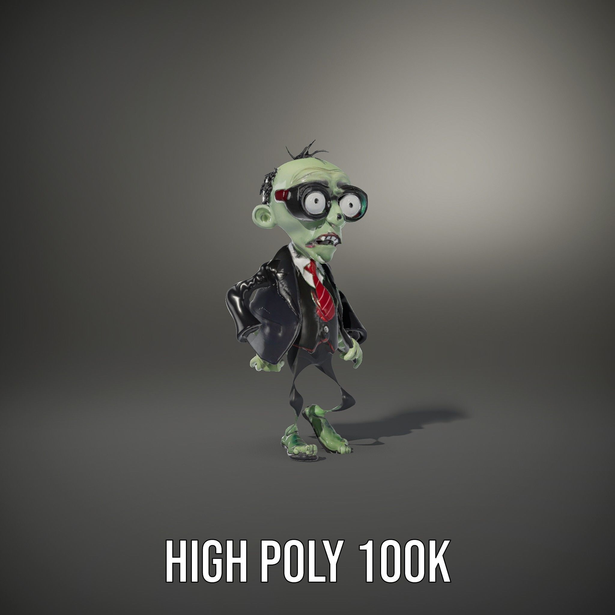 Zombie Businessman Character Model Rigged and Animated Low-poly 3D model_33