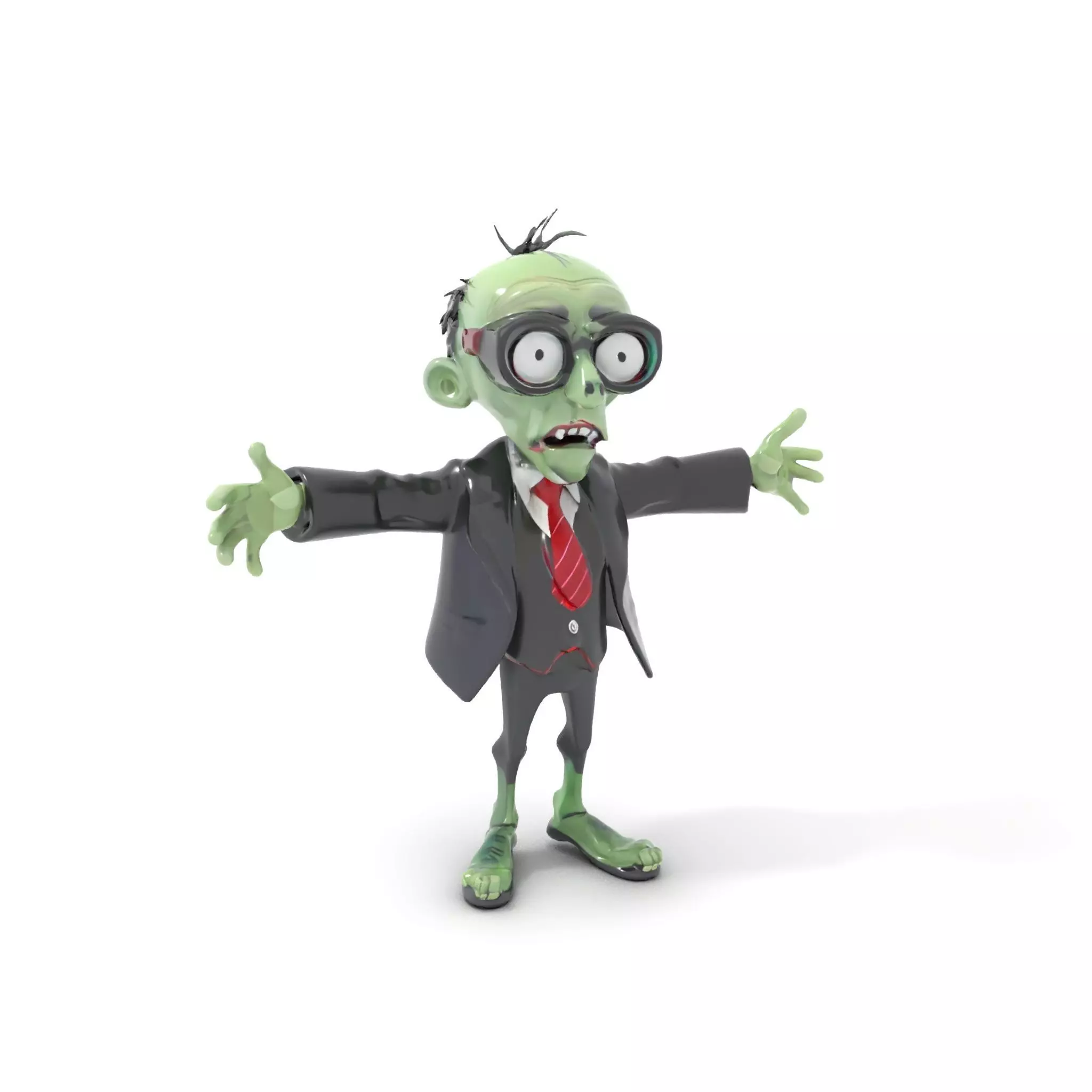 Zombie Businessman Character Model Rigged and Animated Low-poly 3D model_0