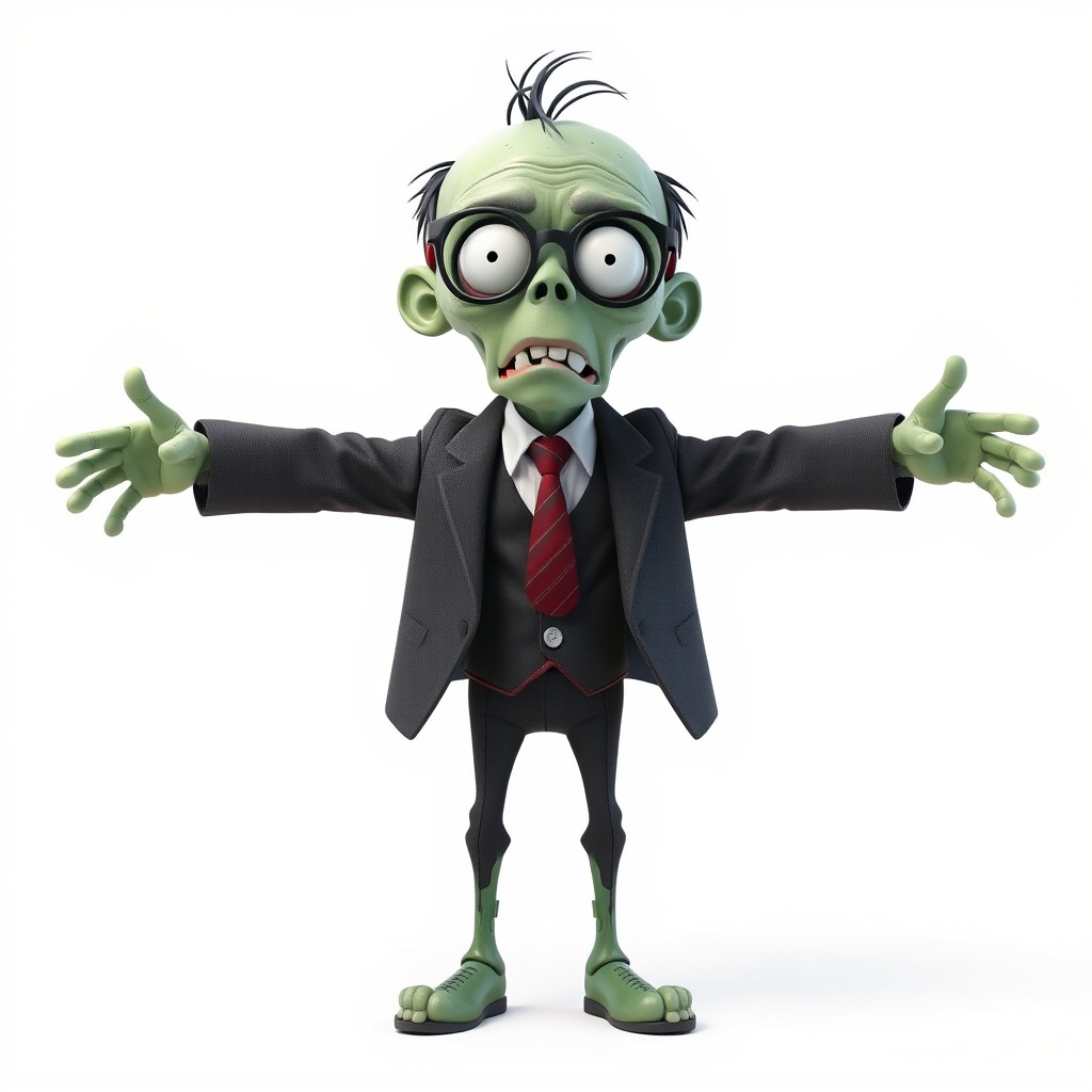 Zombie Businessman Character Model Rigged and Animated Low-poly 3D model_2