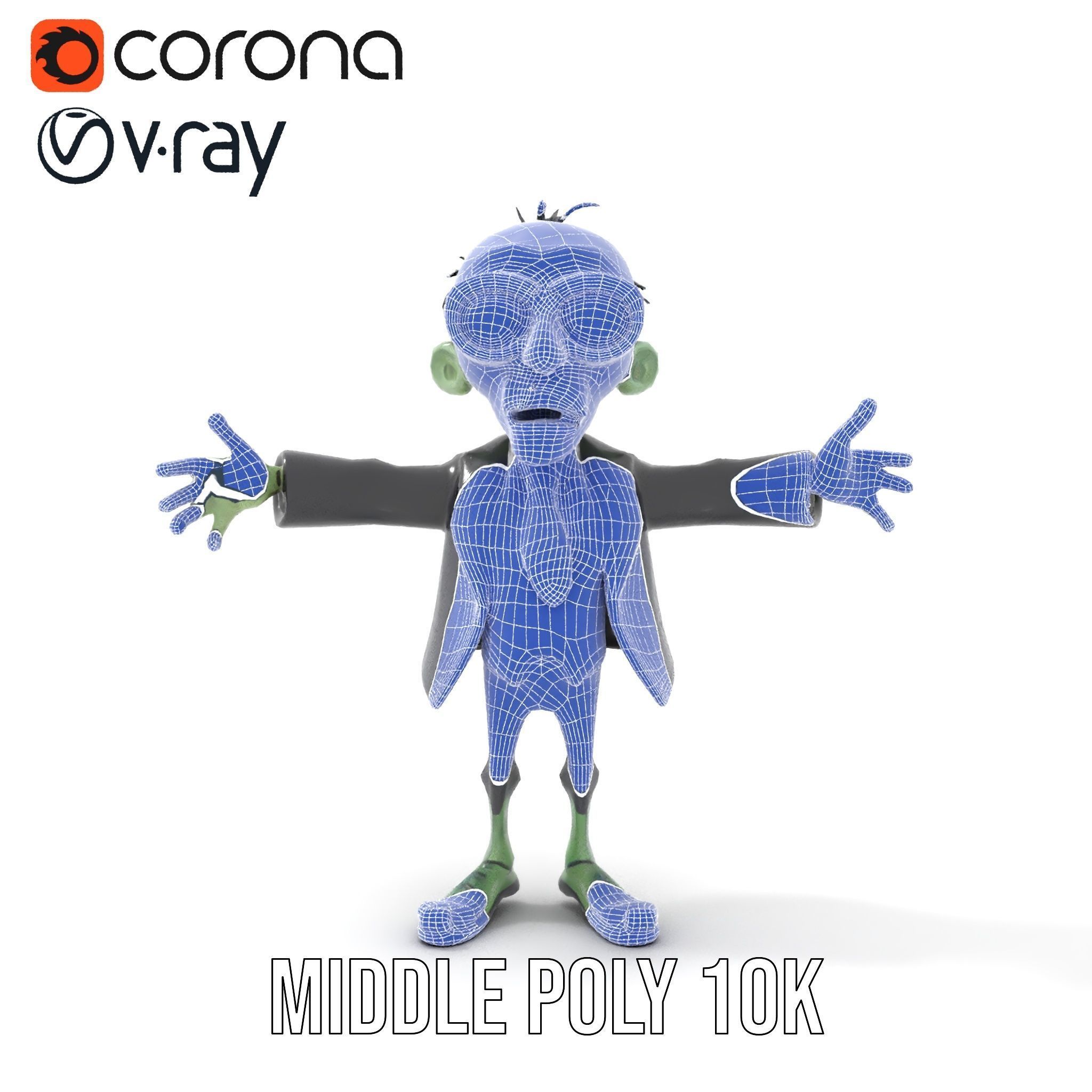 Zombie Businessman Character Model Rigged and Animated Low-poly 3D model_29