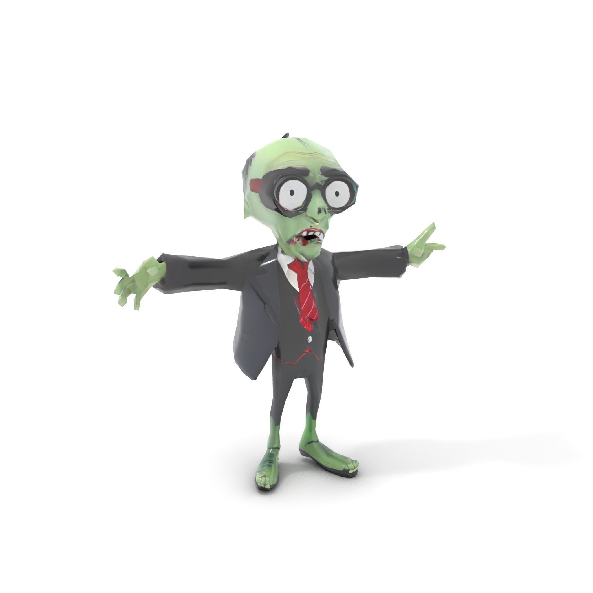 Zombie Businessman Character Model Rigged and Animated Low-poly 3D model_8