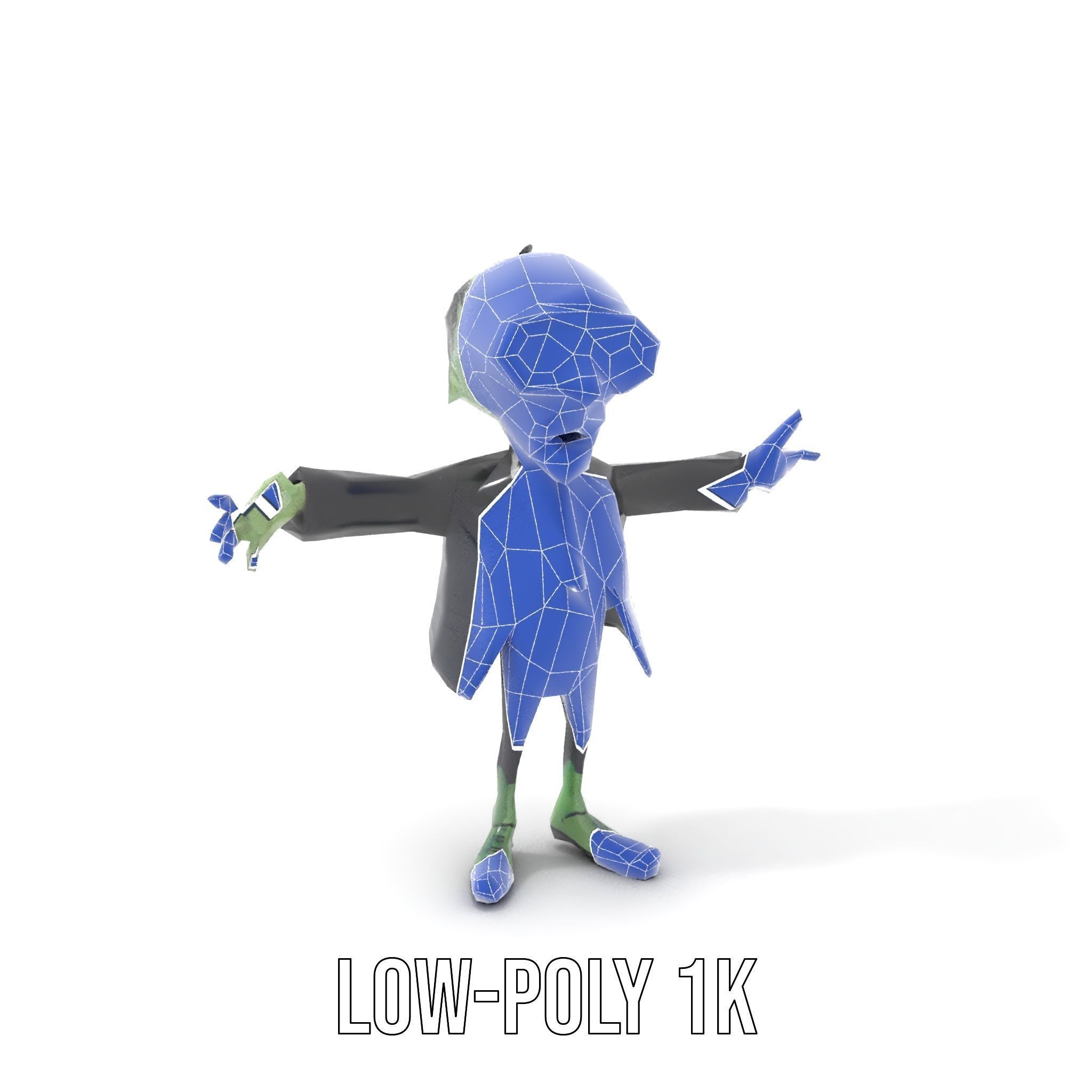 Zombie Businessman Character Model Rigged and Animated Low-poly 3D model_17