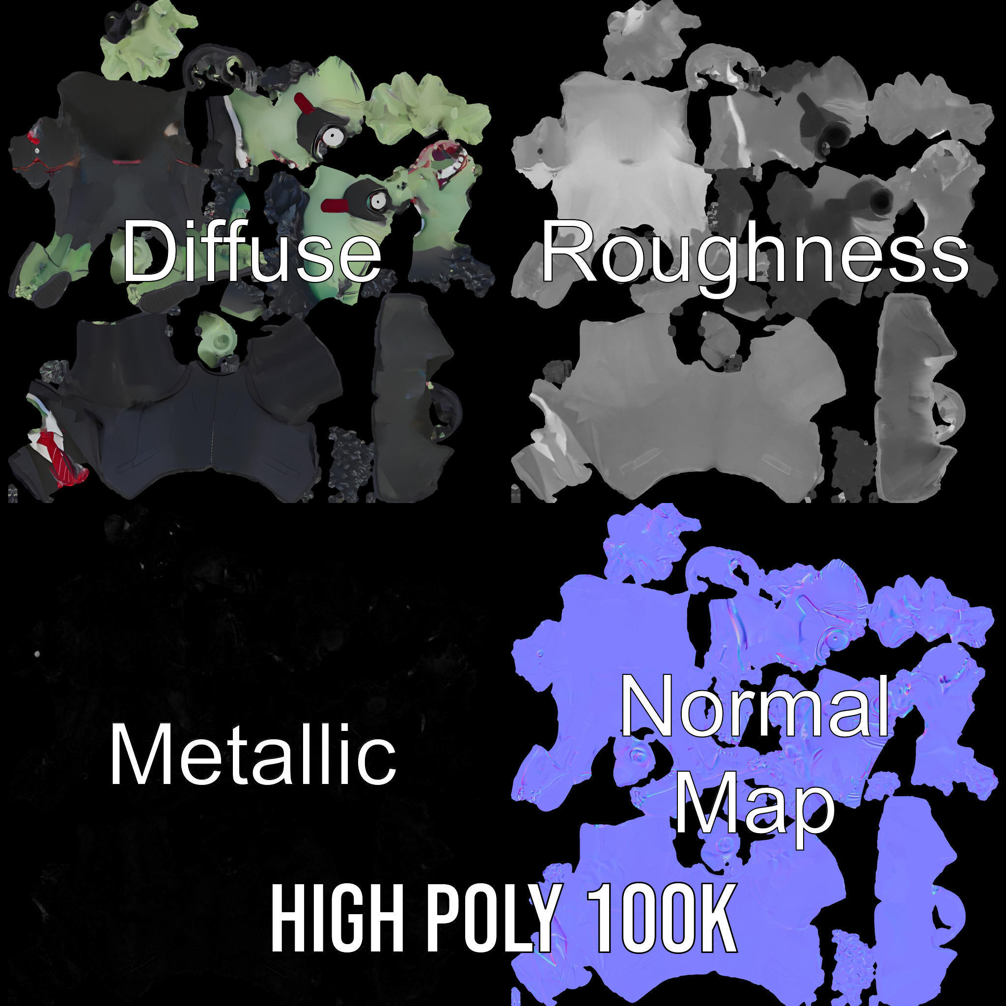 Zombie Businessman Character Model Rigged and Animated Low-poly 3D model_3