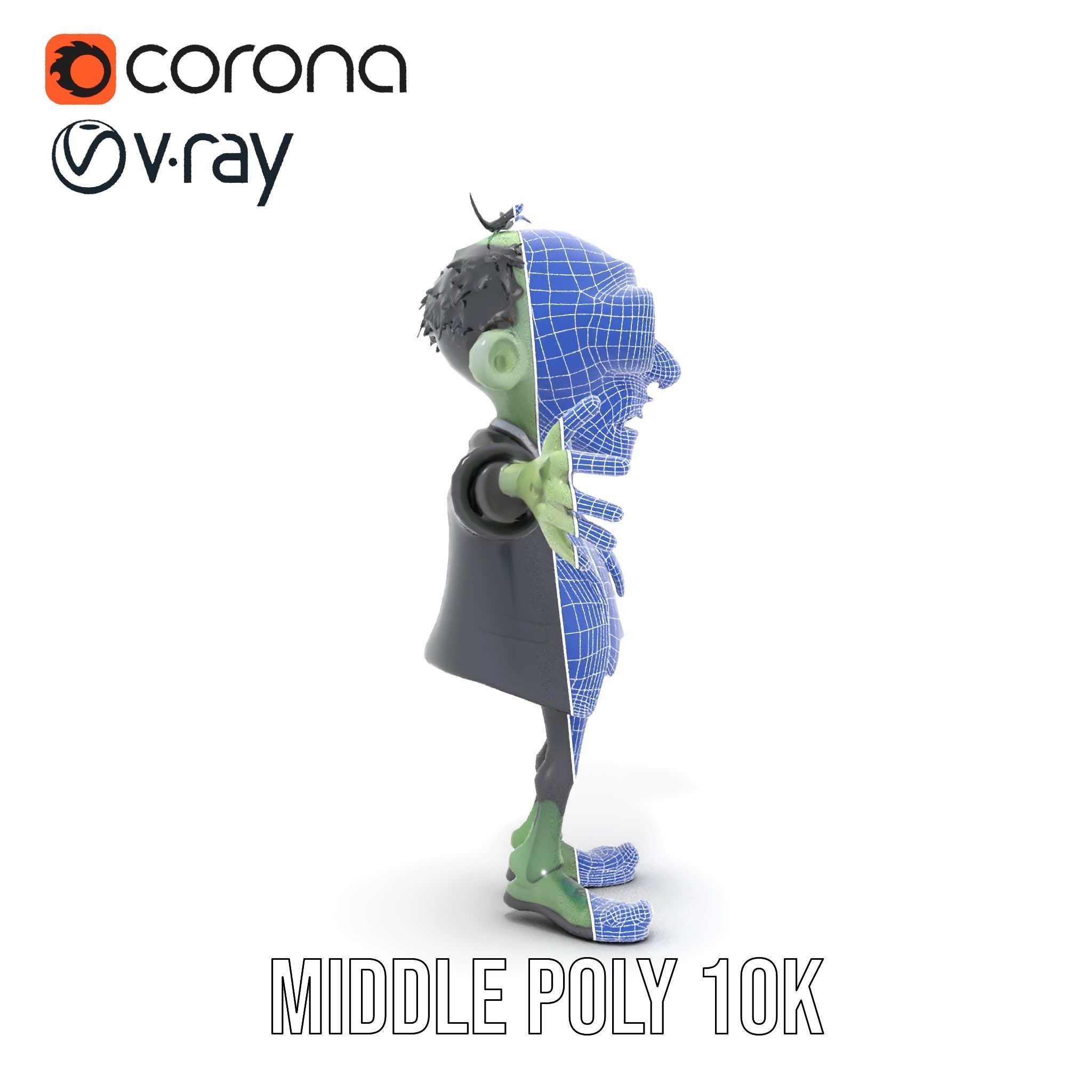 Zombie Businessman Character Model Rigged and Animated Low-poly 3D model_34