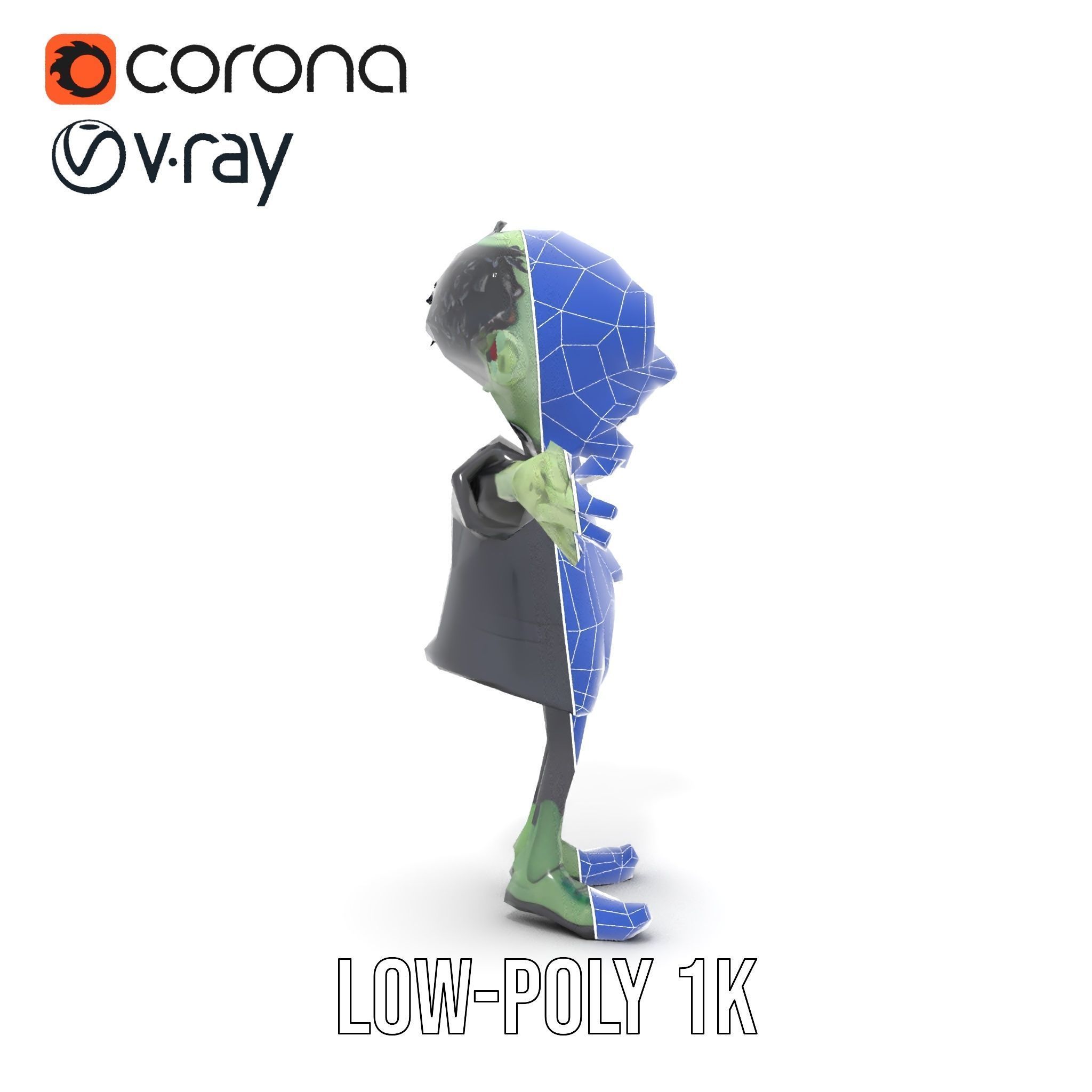 Zombie Businessman Character Model Rigged and Animated Low-poly 3D model_27