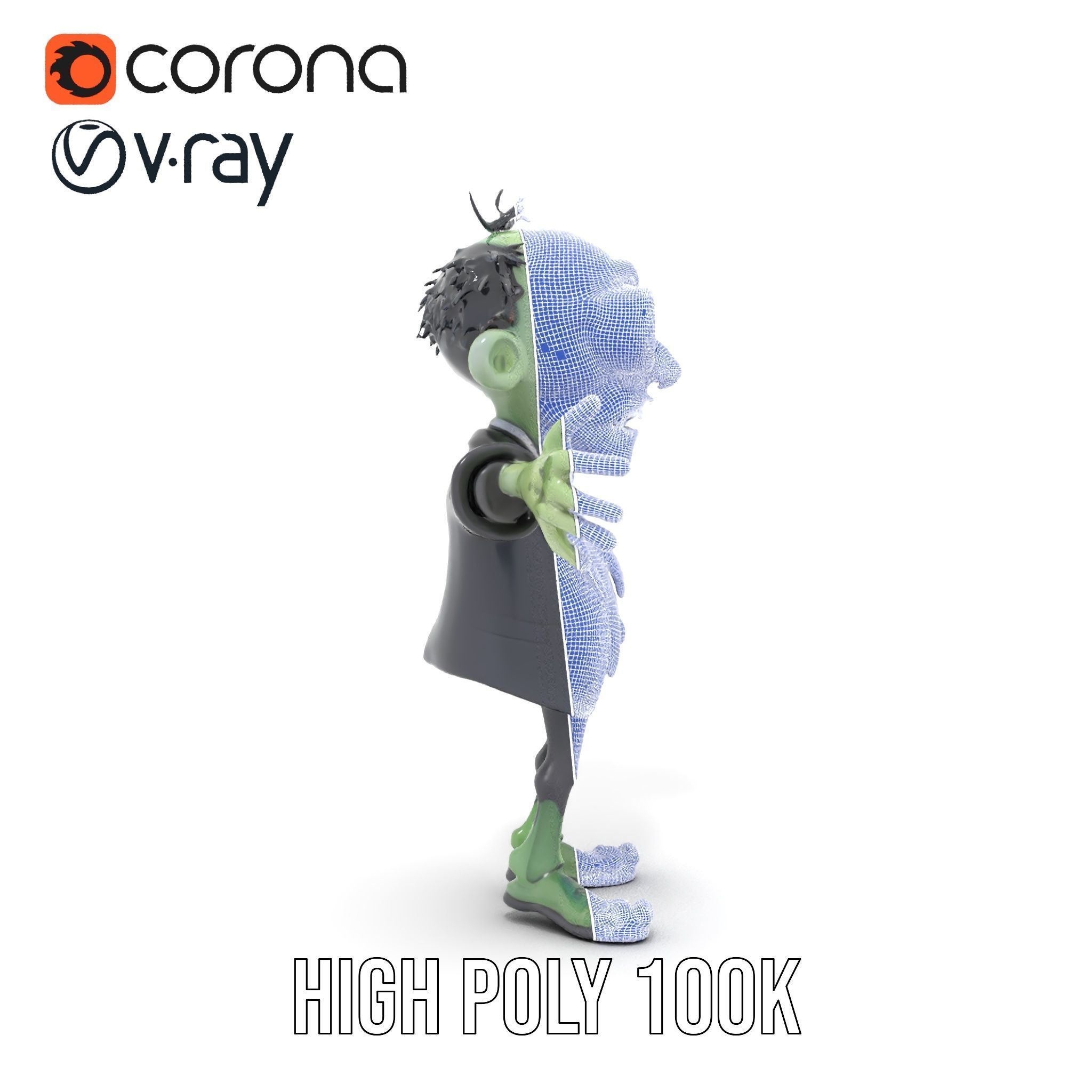 Zombie Businessman Character Model Rigged and Animated Low-poly 3D model_31