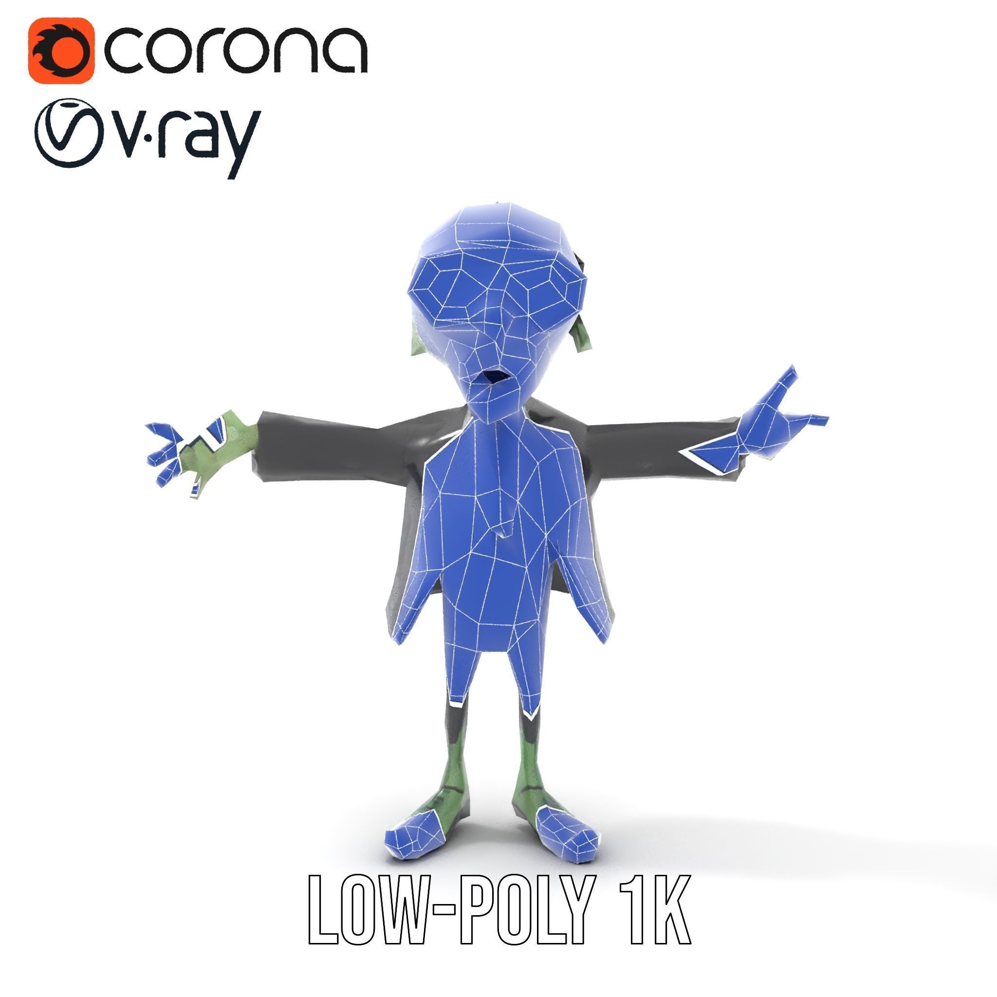 Zombie Businessman Character Model Rigged and Animated Low-poly 3D model_30