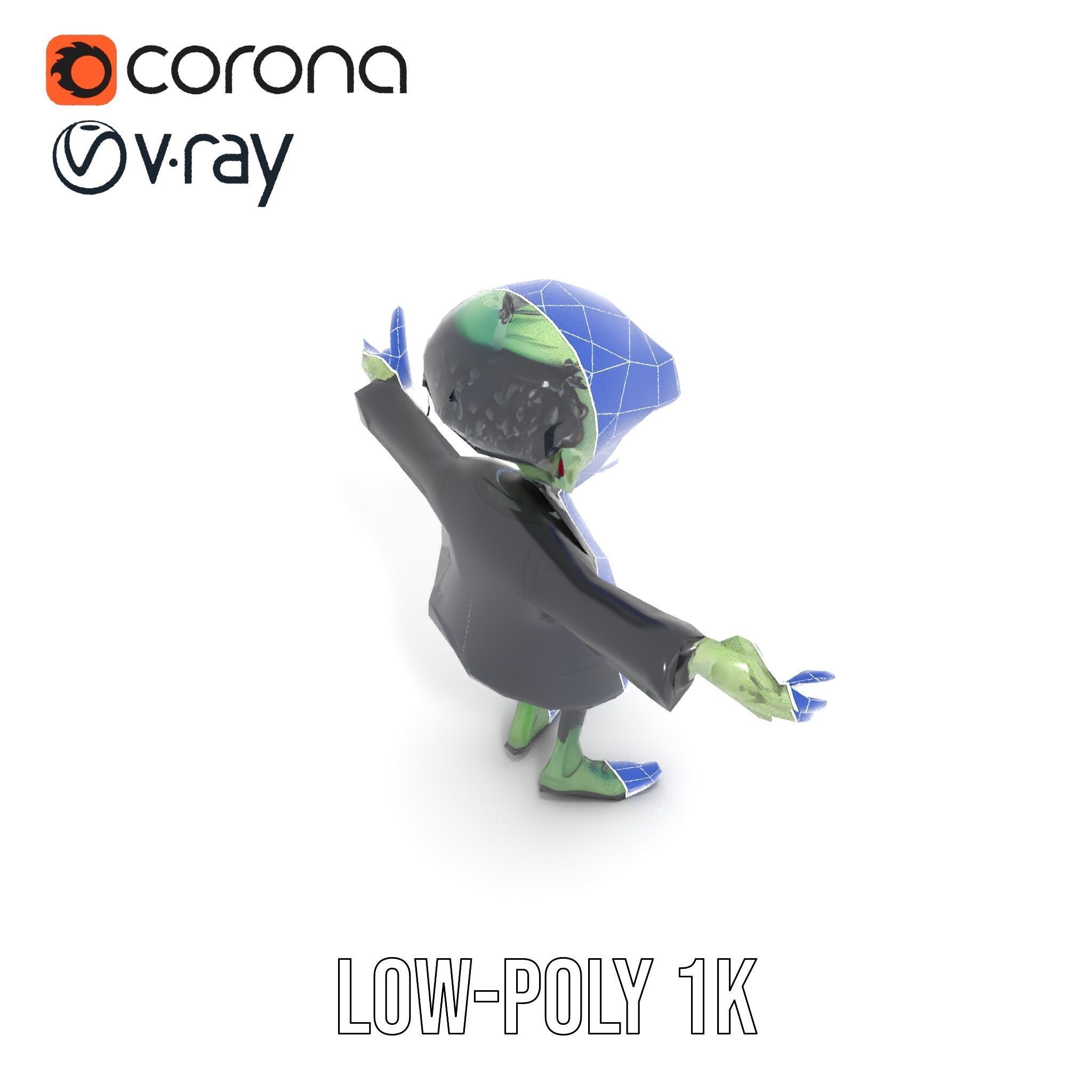 Zombie Businessman Character Model Rigged and Animated Low-poly 3D model_7