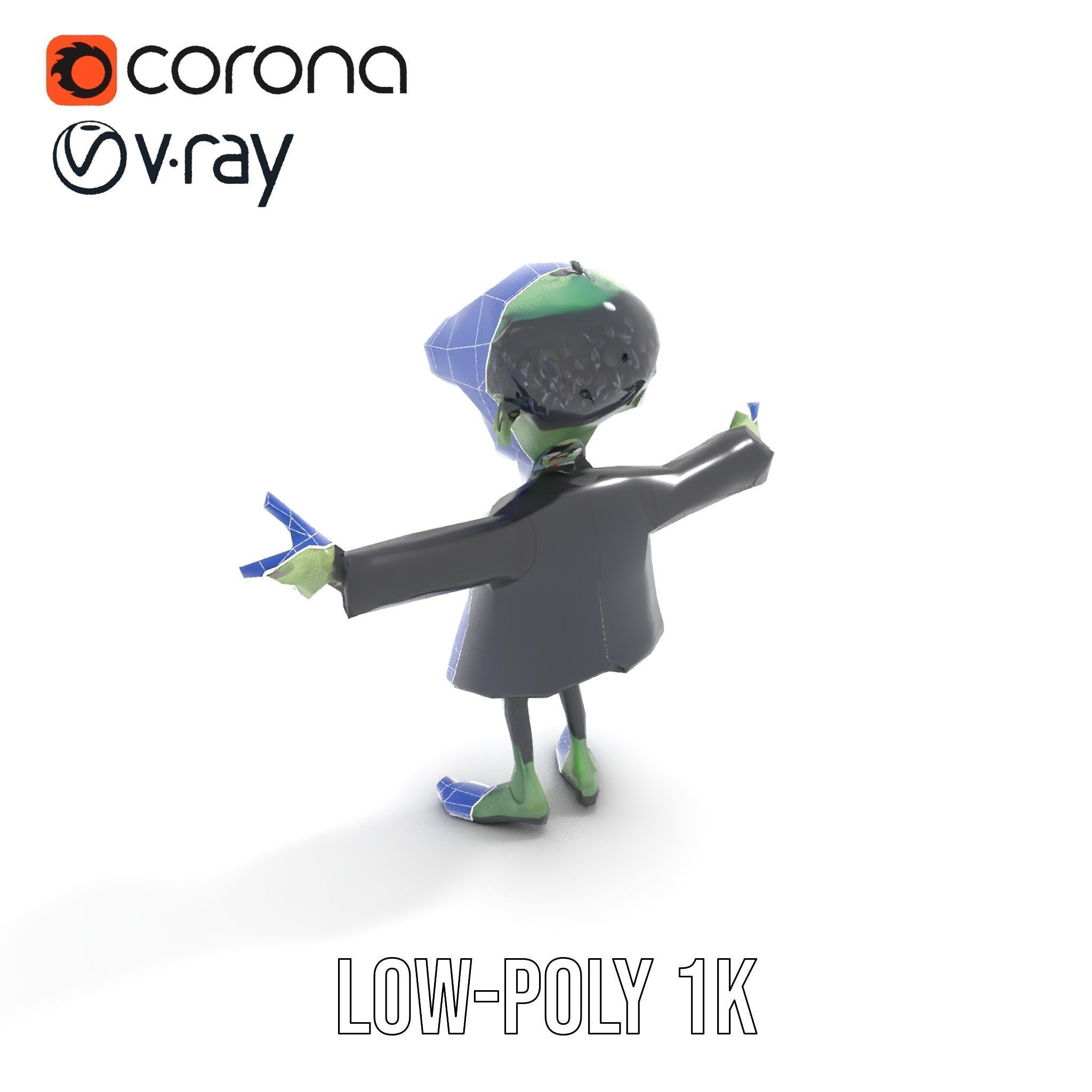 Zombie Businessman Character Model Rigged and Animated Low-poly 3D model_21