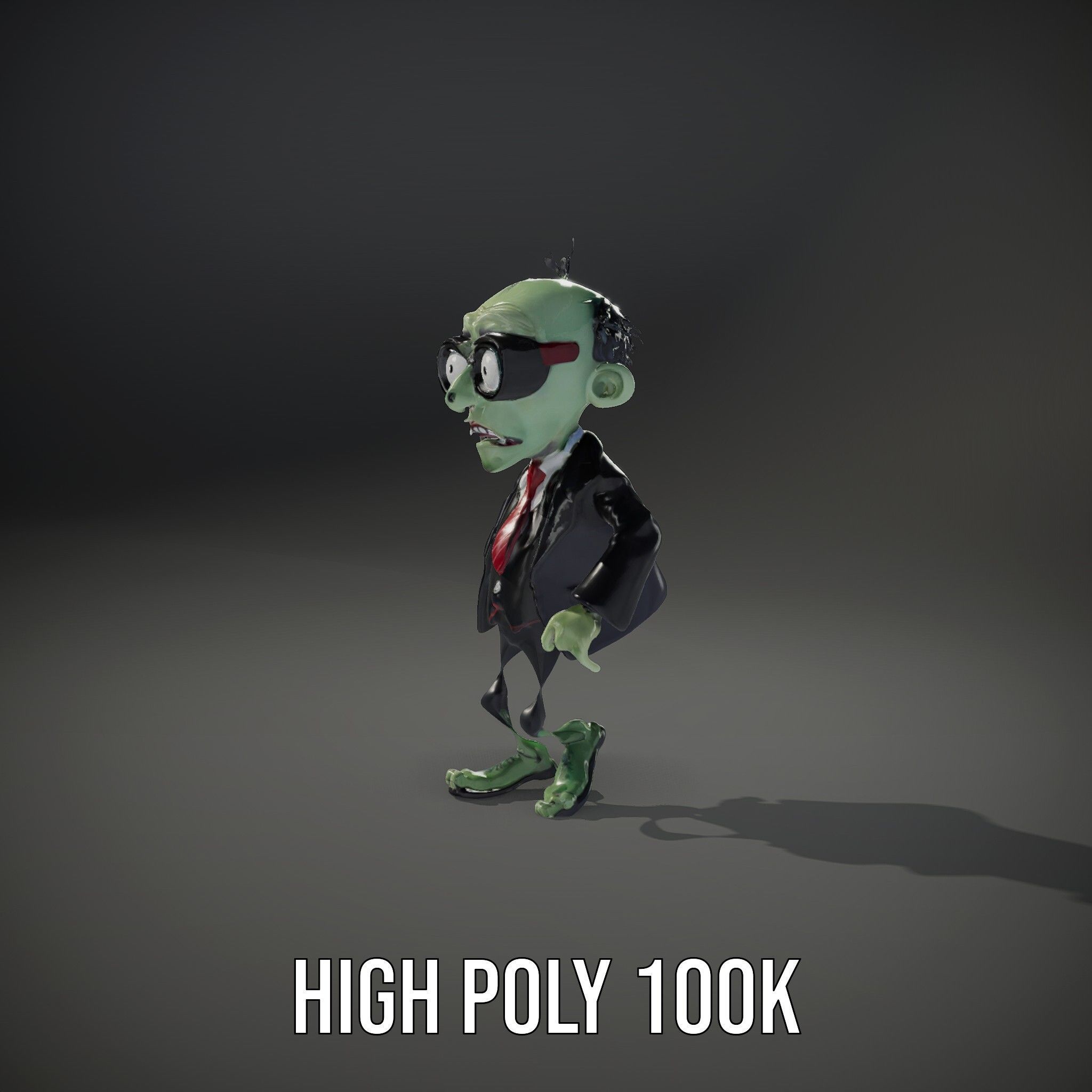 Zombie Businessman Character Model Rigged and Animated Low-poly 3D model_36