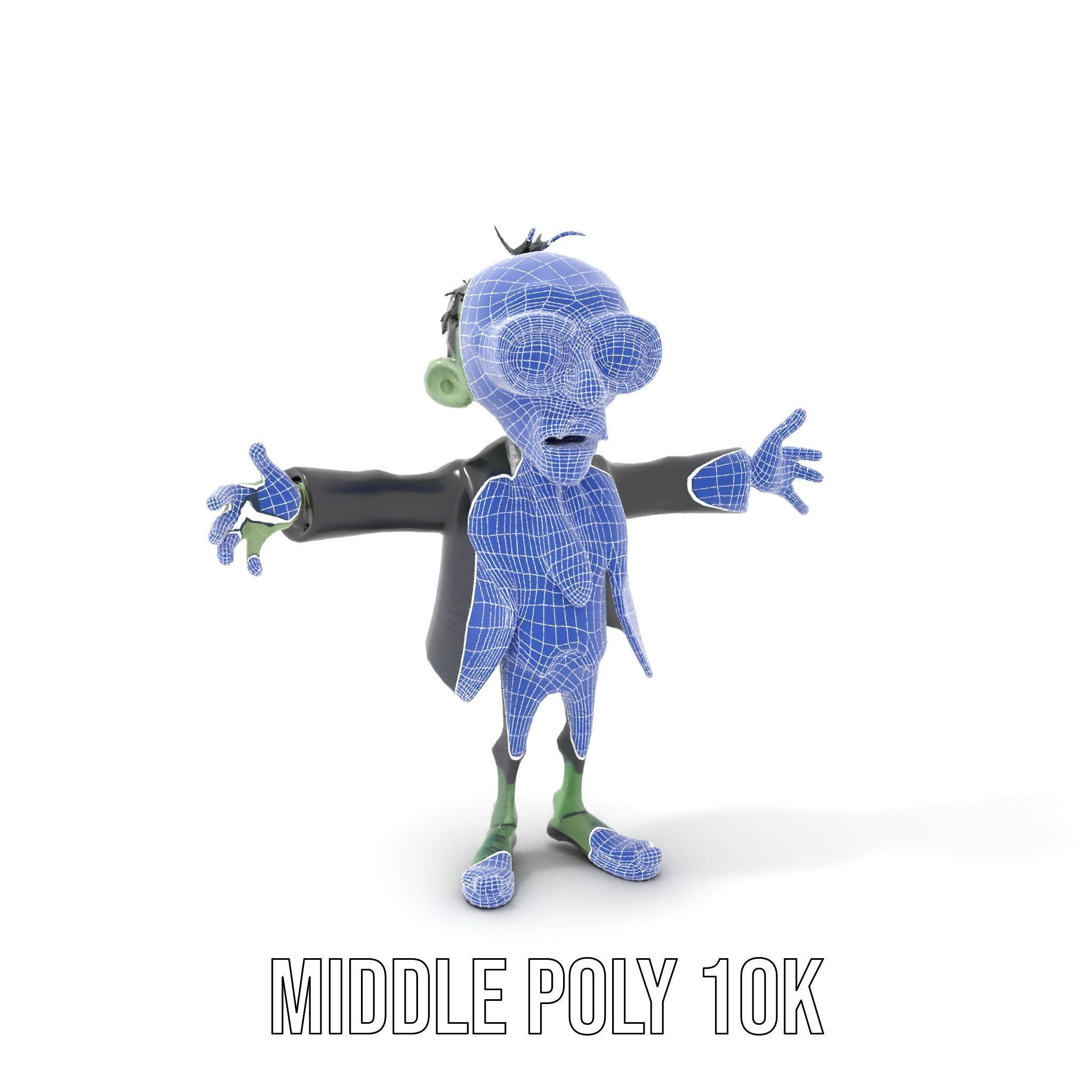 Zombie Businessman Character Model Rigged and Animated Low-poly 3D model_32