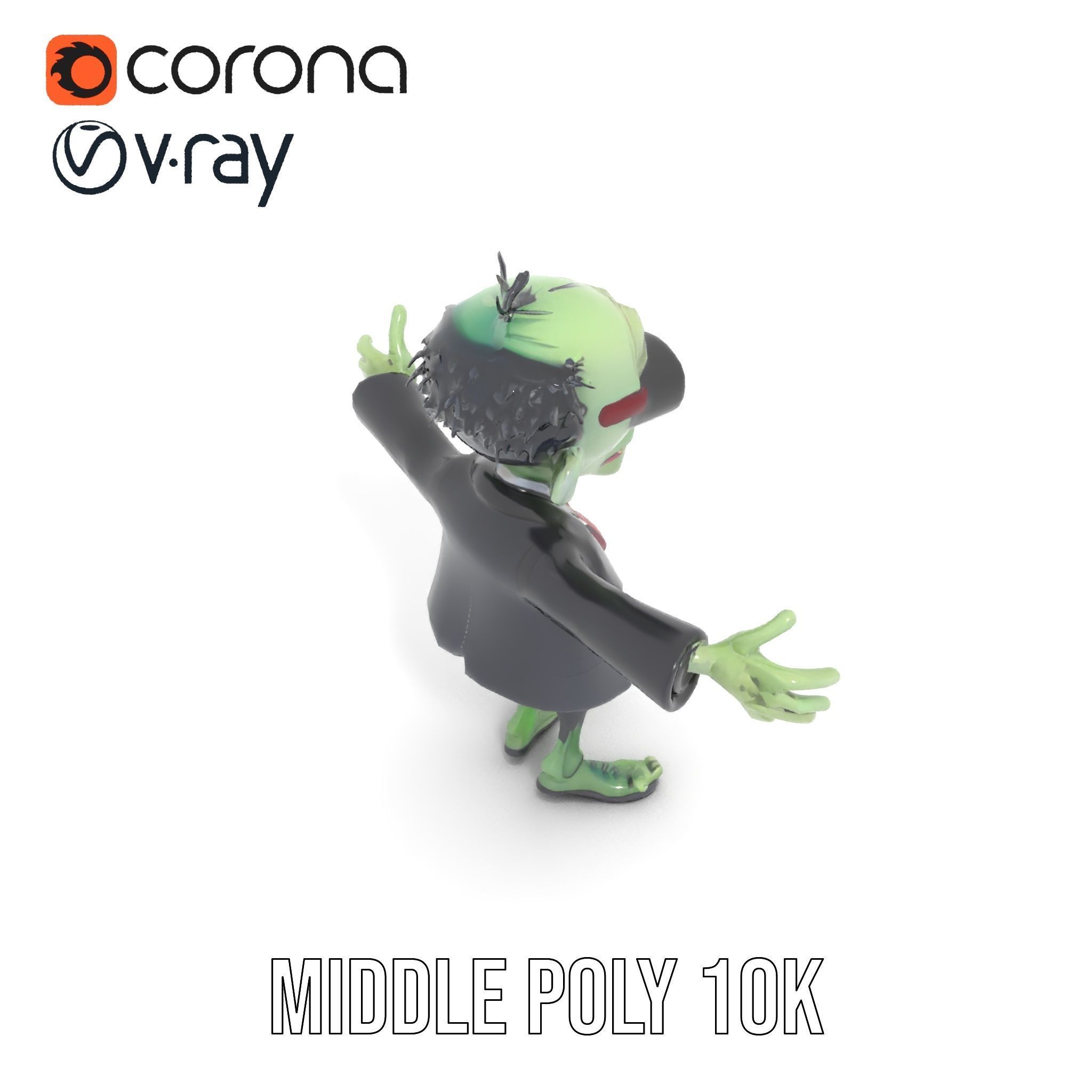 Zombie Businessman Character Model Rigged and Animated Low-poly 3D model_20