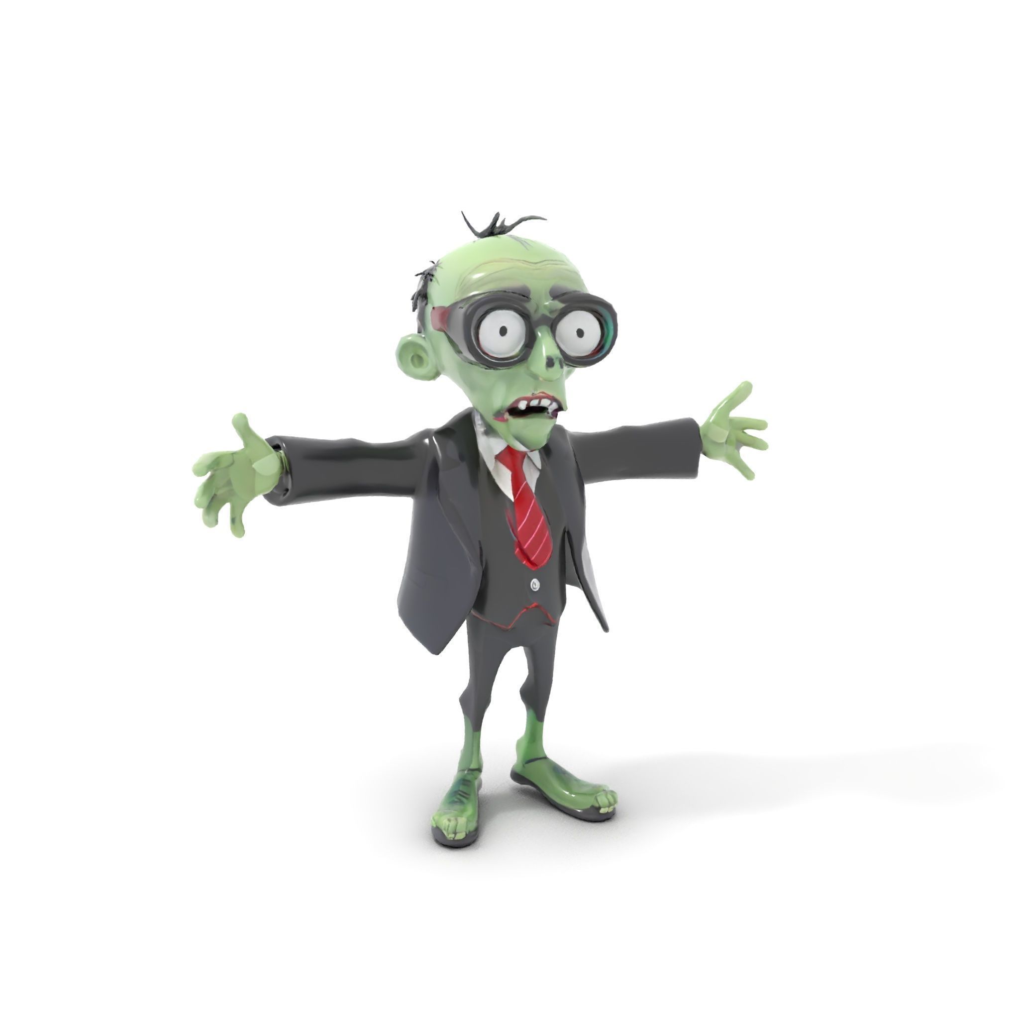 Zombie Businessman Character Model Rigged and Animated Low-poly 3D model_13