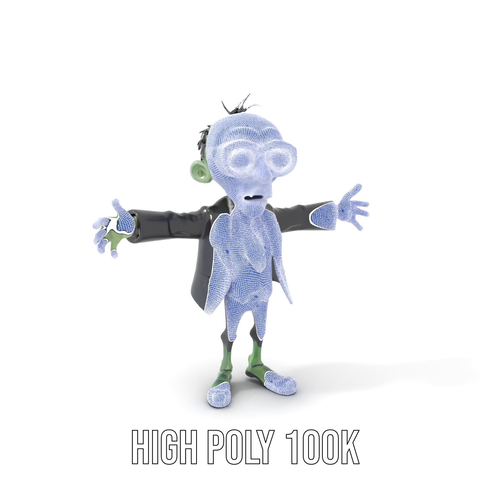 Zombie Businessman Character Model Rigged and Animated Low-poly 3D model_4