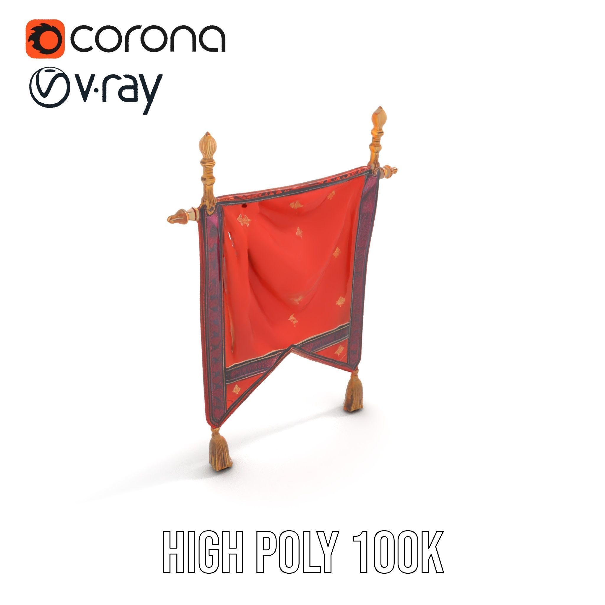 Decorative Hanging Banner with Tassels Model Pack Low-poly 3D model_20