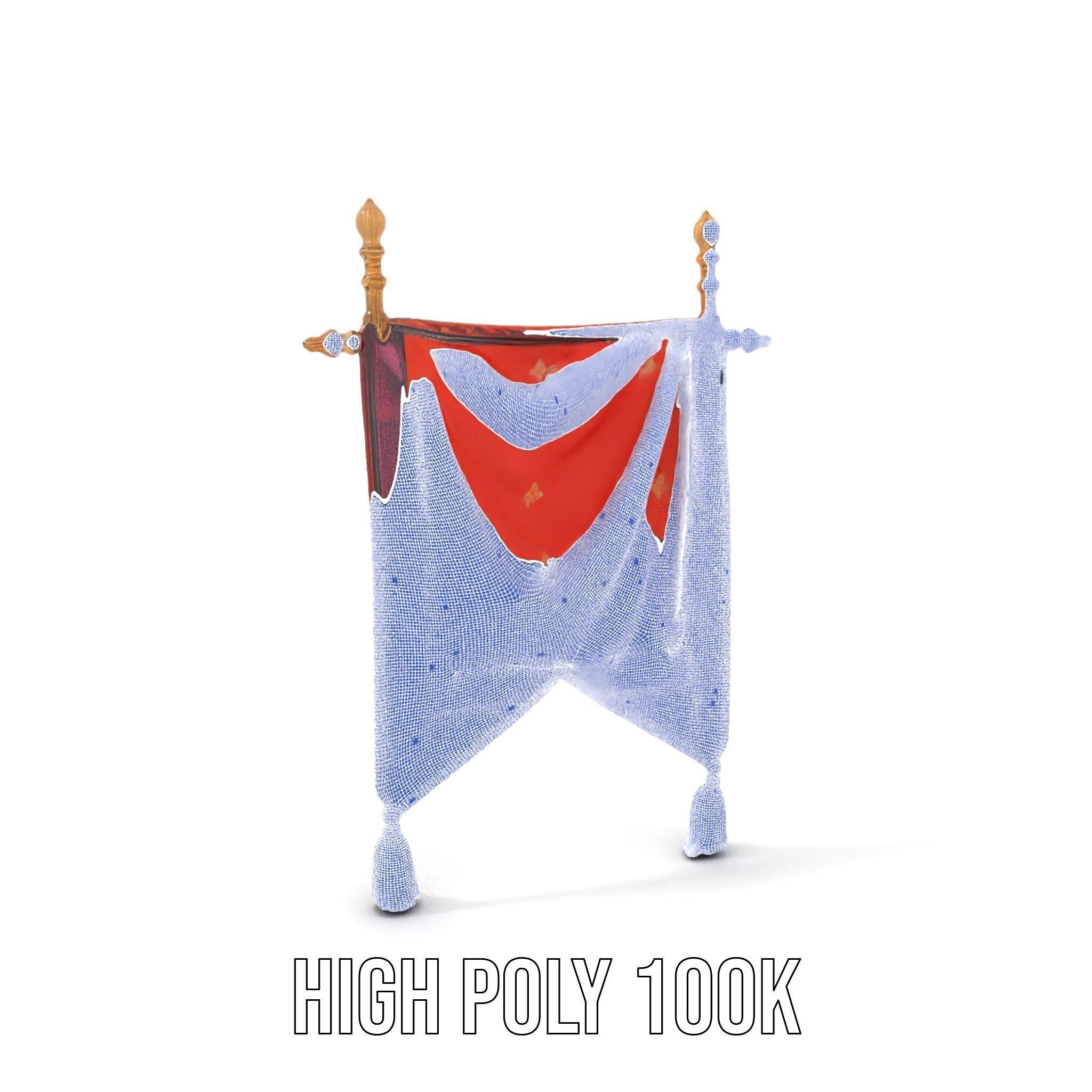 Decorative Hanging Banner with Tassels Model Pack Low-poly 3D model_4