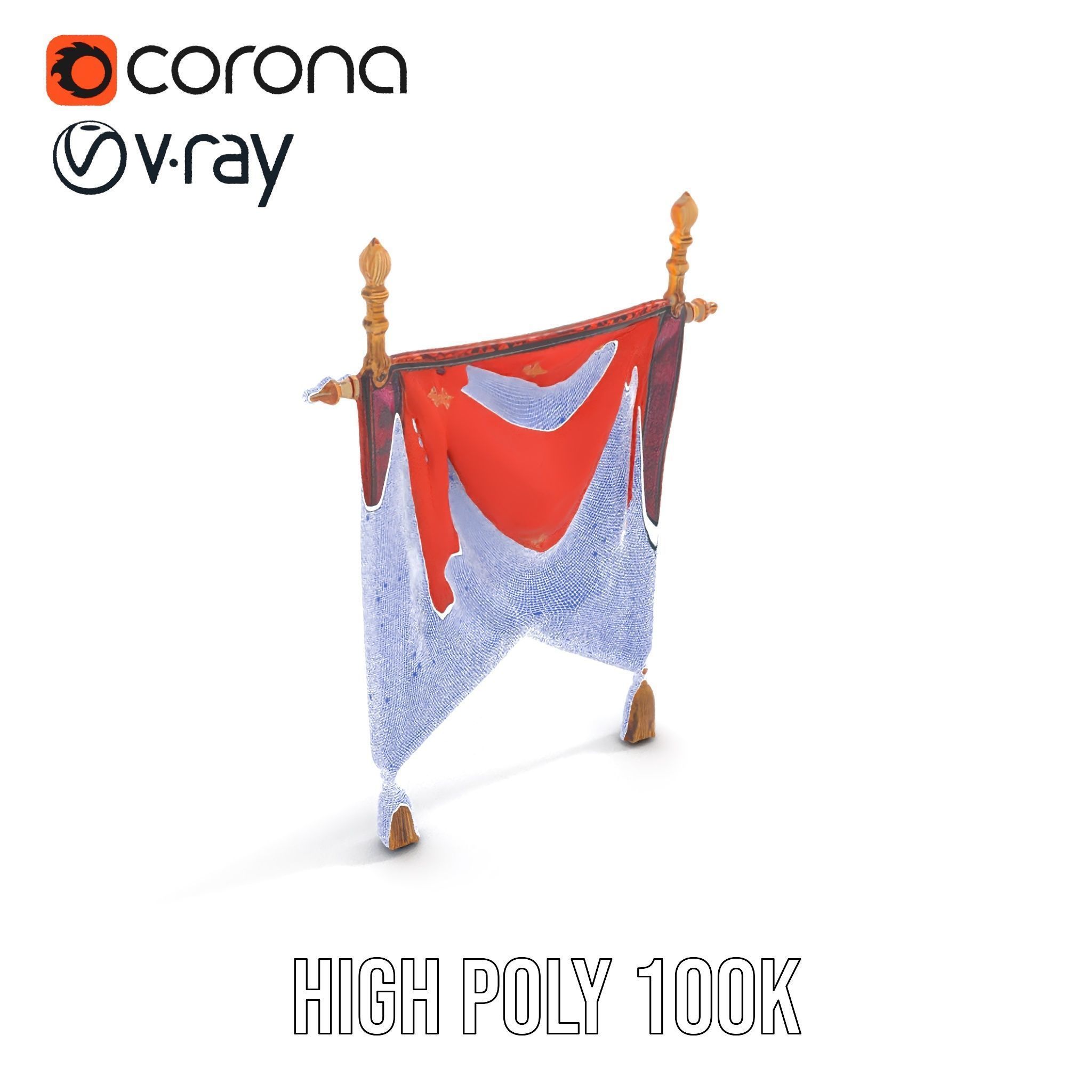 Decorative Hanging Banner with Tassels Model Pack Low-poly 3D model_26