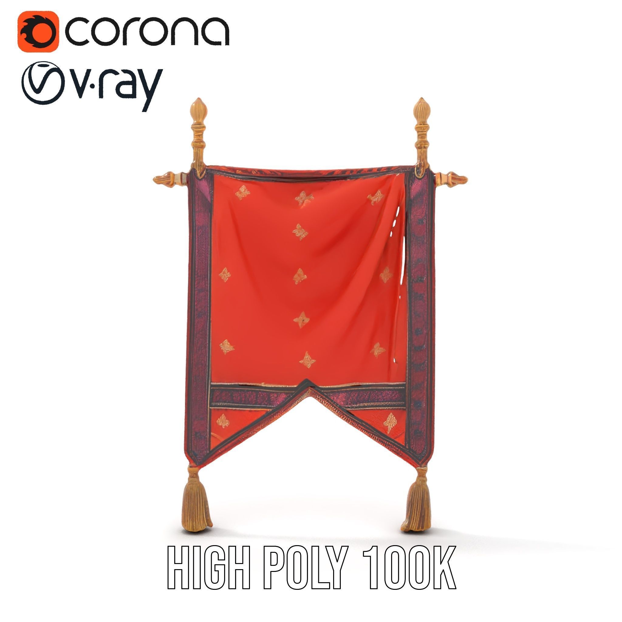 Decorative Hanging Banner with Tassels Model Pack Low-poly 3D model_23