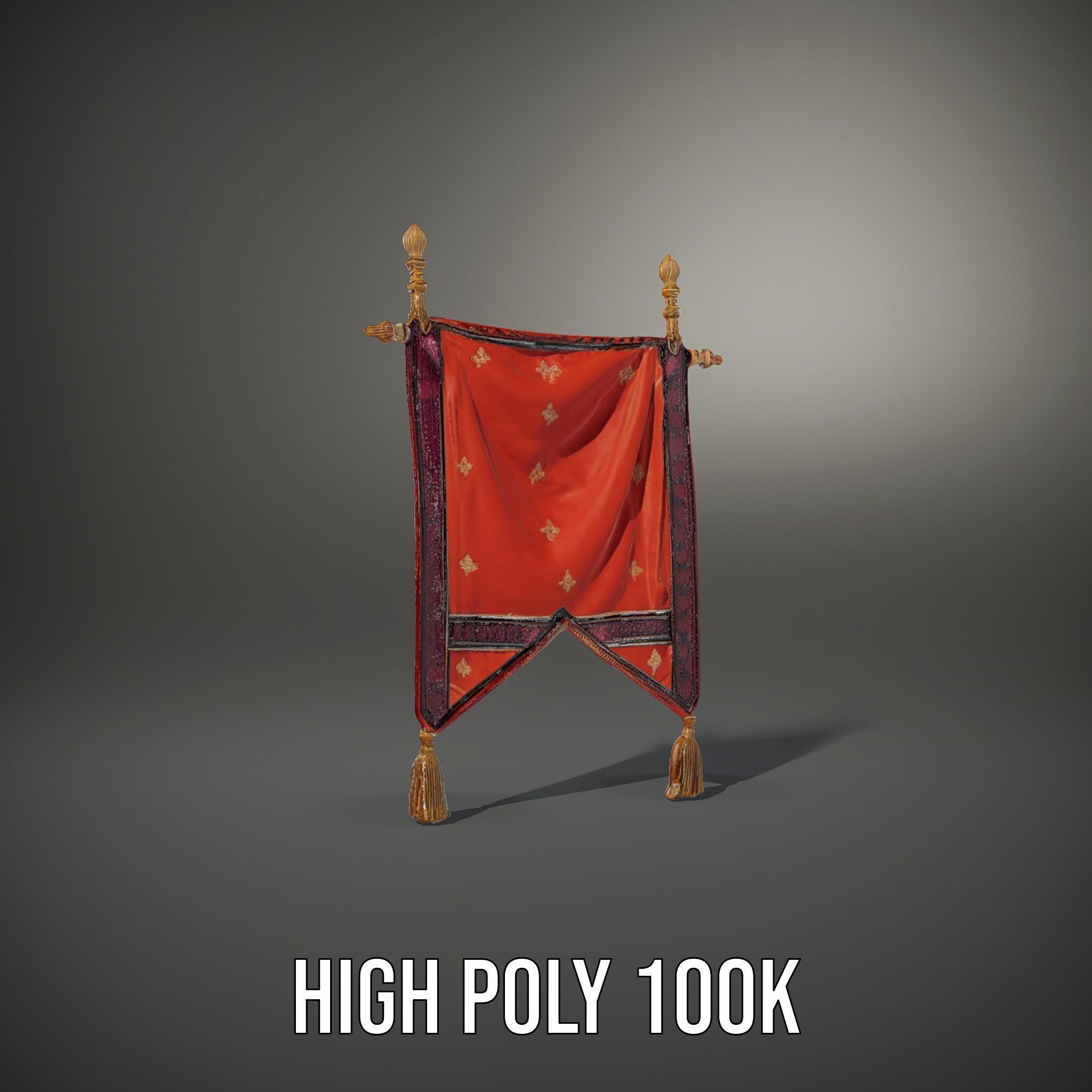 Decorative Hanging Banner with Tassels Model Pack Low-poly 3D model_14