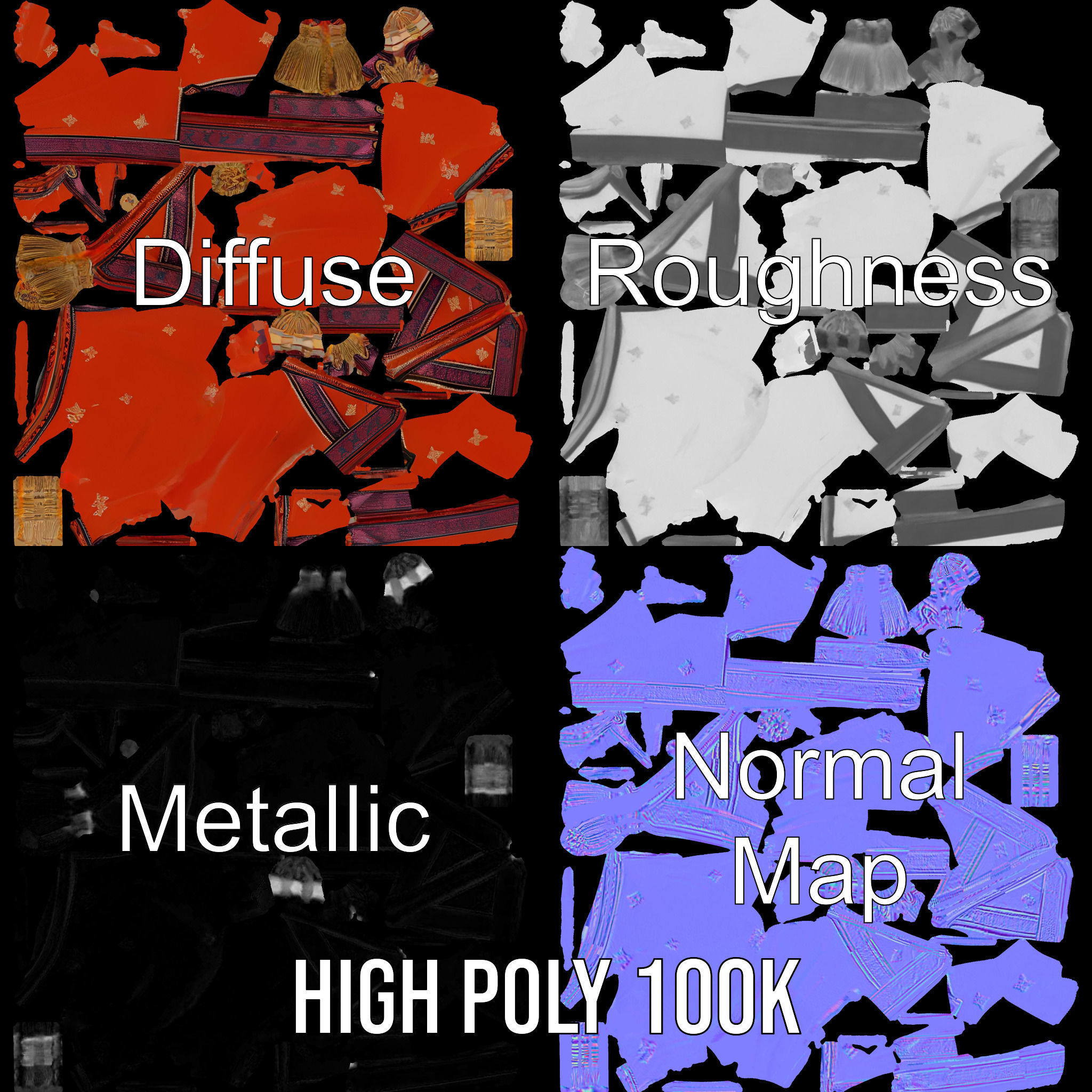 Decorative Hanging Banner with Tassels Model Pack Low-poly 3D model_3