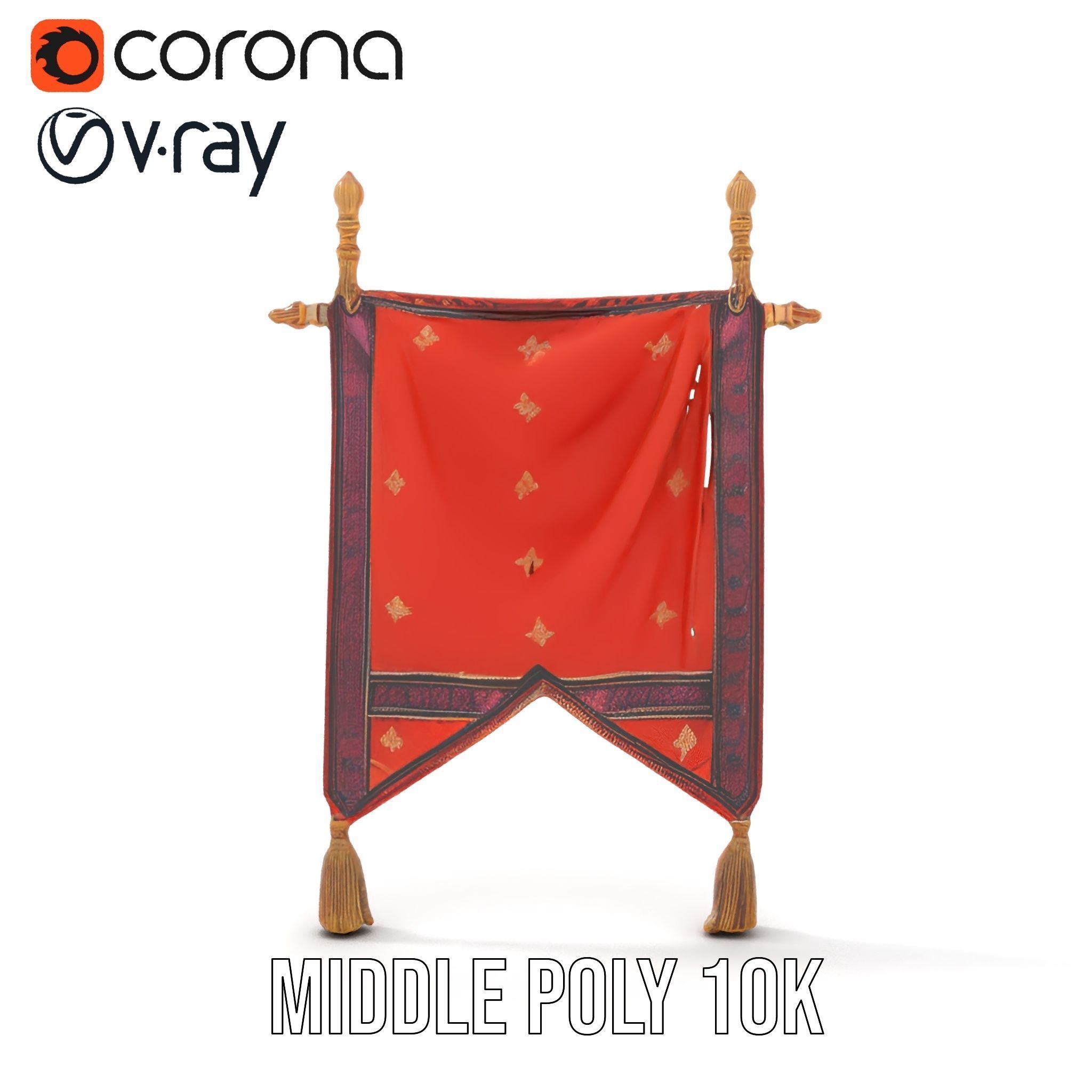 Decorative Hanging Banner with Tassels Model Pack Low-poly 3D model_5