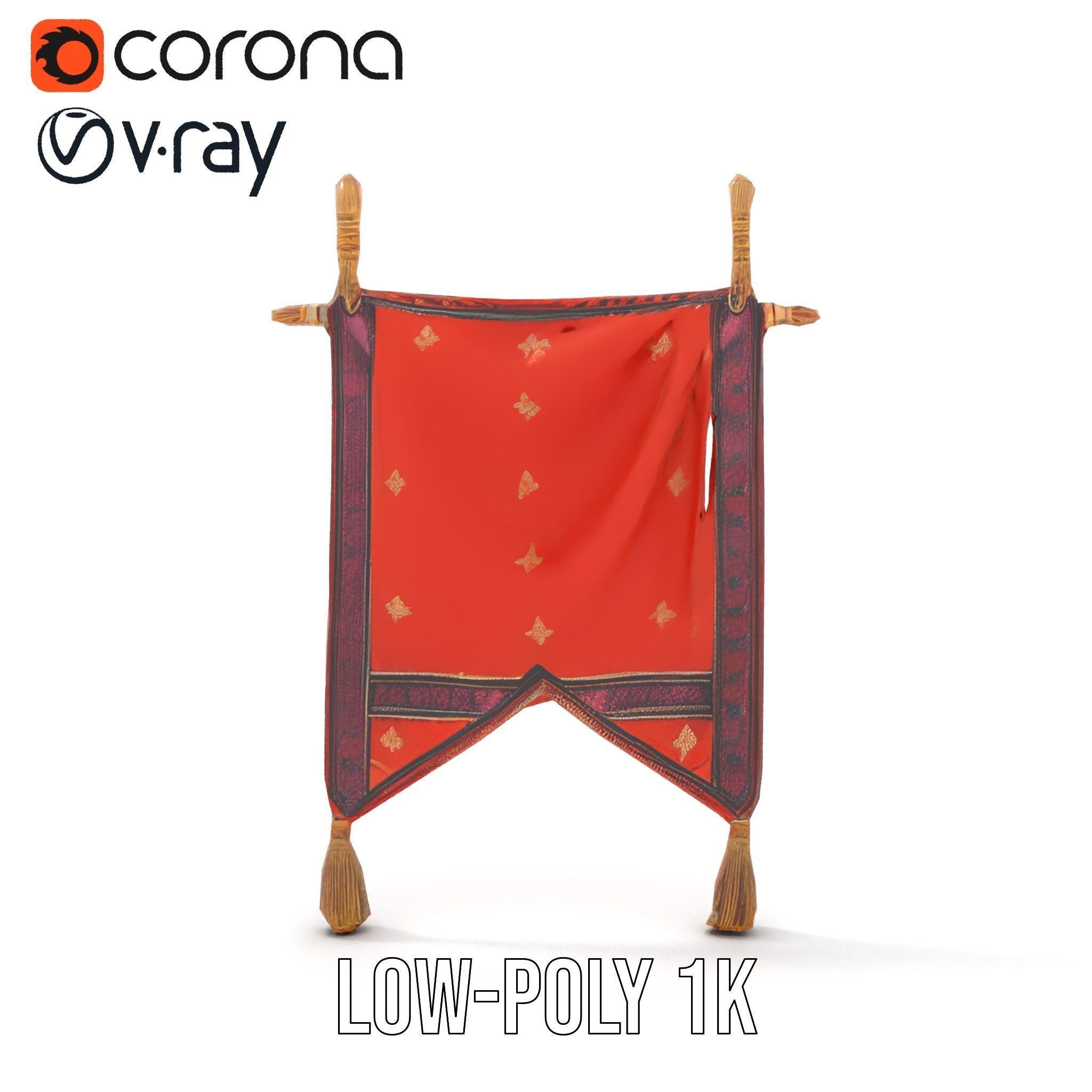 Decorative Hanging Banner with Tassels Model Pack Low-poly 3D model_8