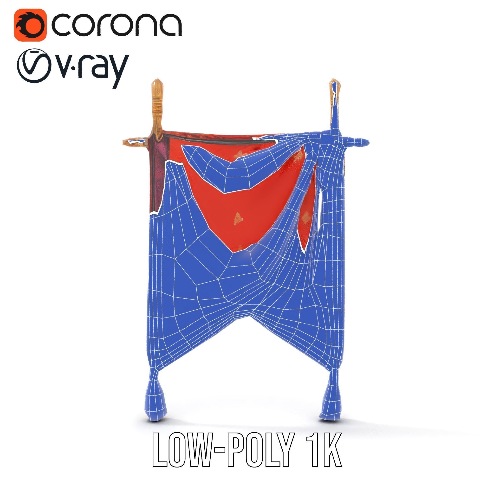 Decorative Hanging Banner with Tassels Model Pack Low-poly 3D model_22