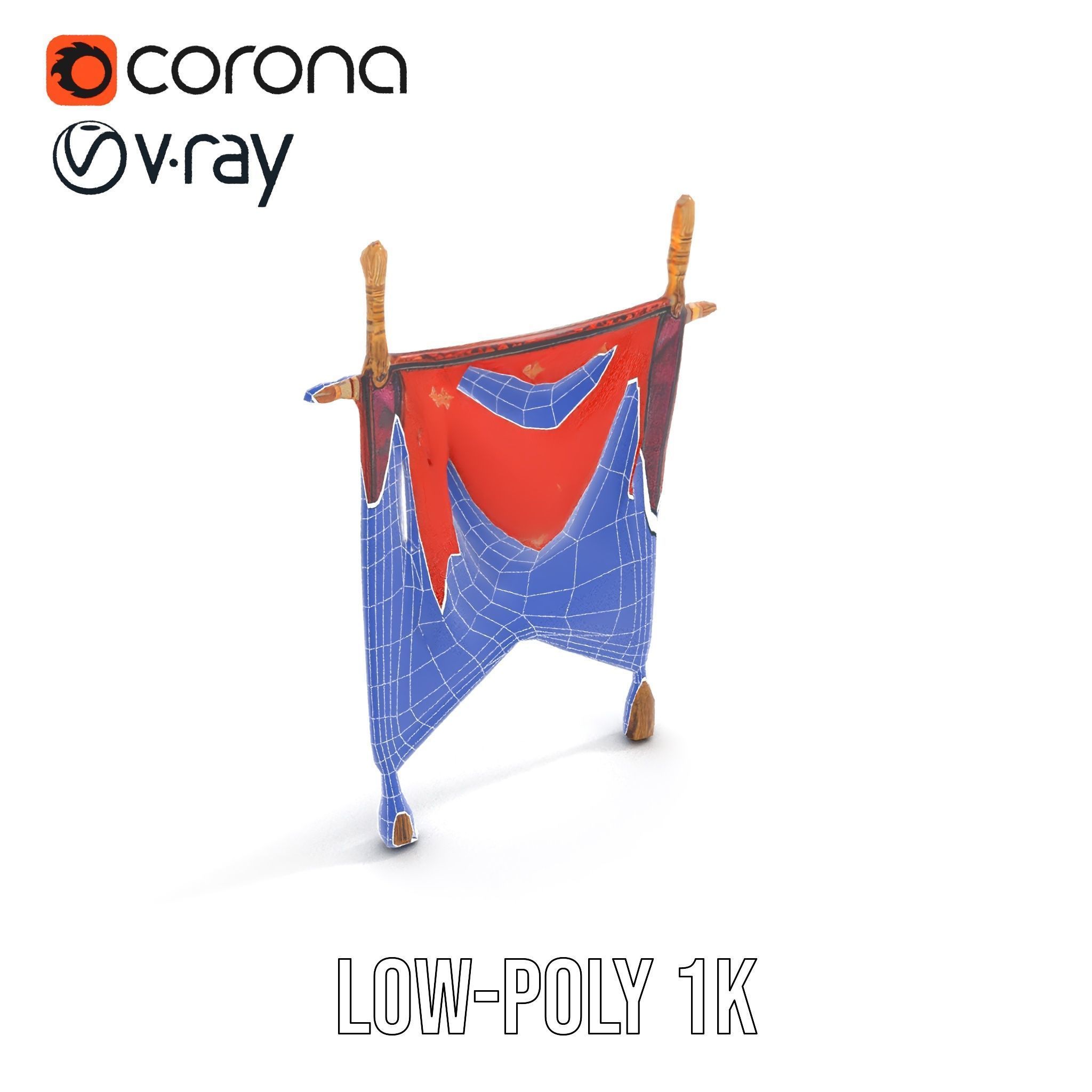 Decorative Hanging Banner with Tassels Model Pack Low-poly 3D model_10