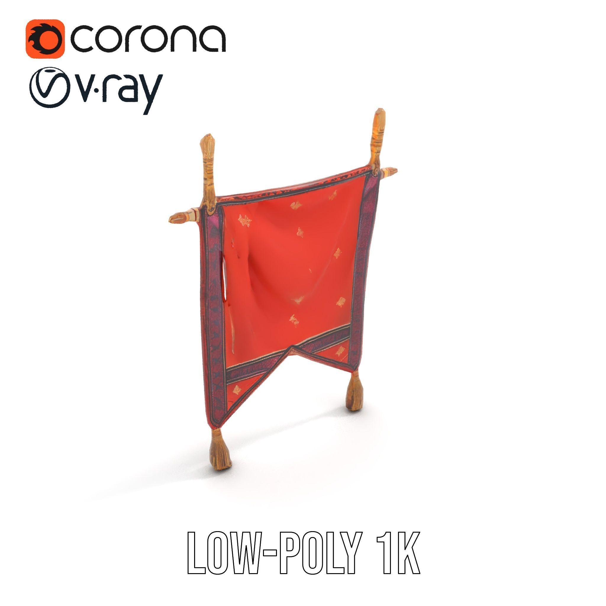Decorative Hanging Banner with Tassels Model Pack Low-poly 3D model_7