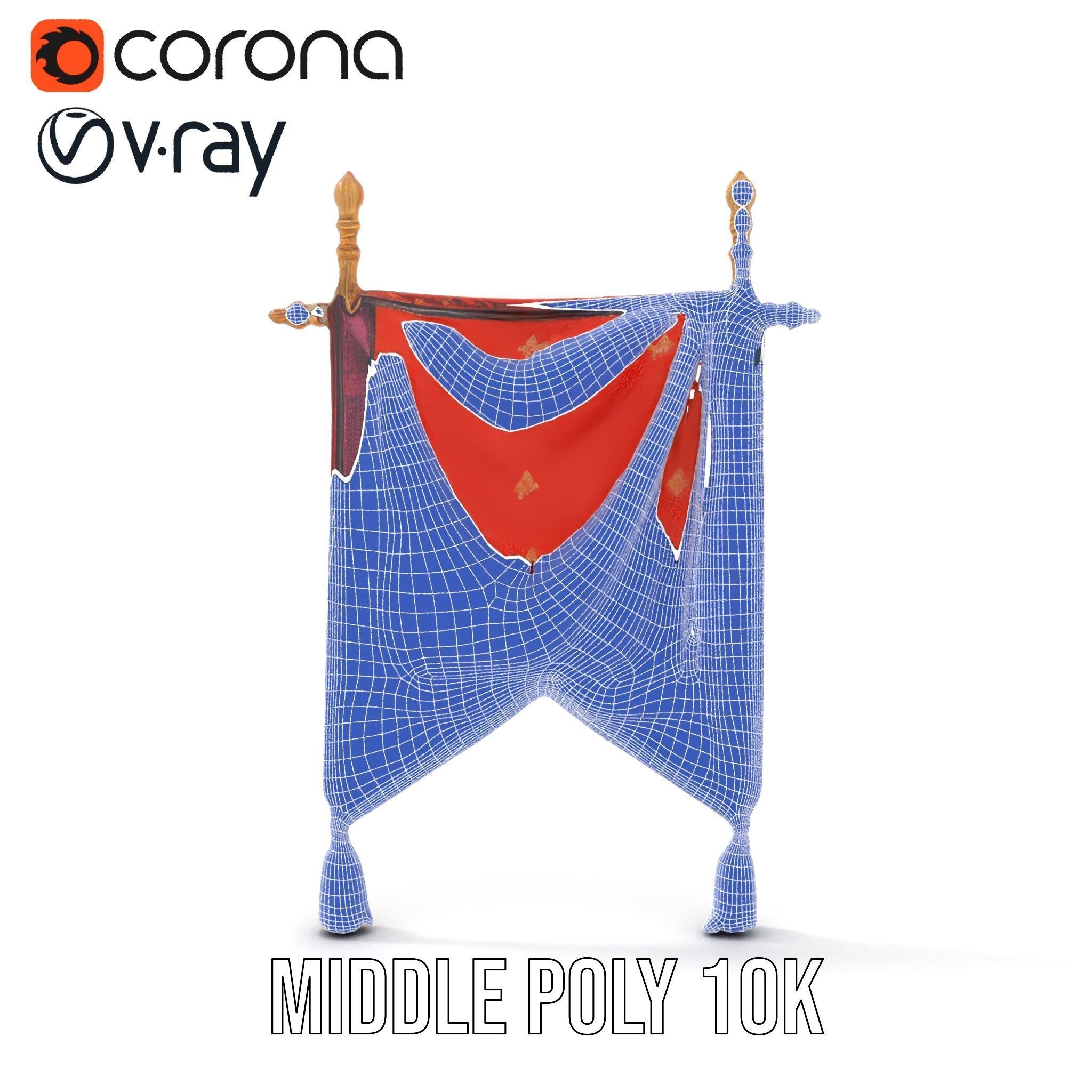 Decorative Hanging Banner with Tassels Model Pack Low-poly 3D model_30