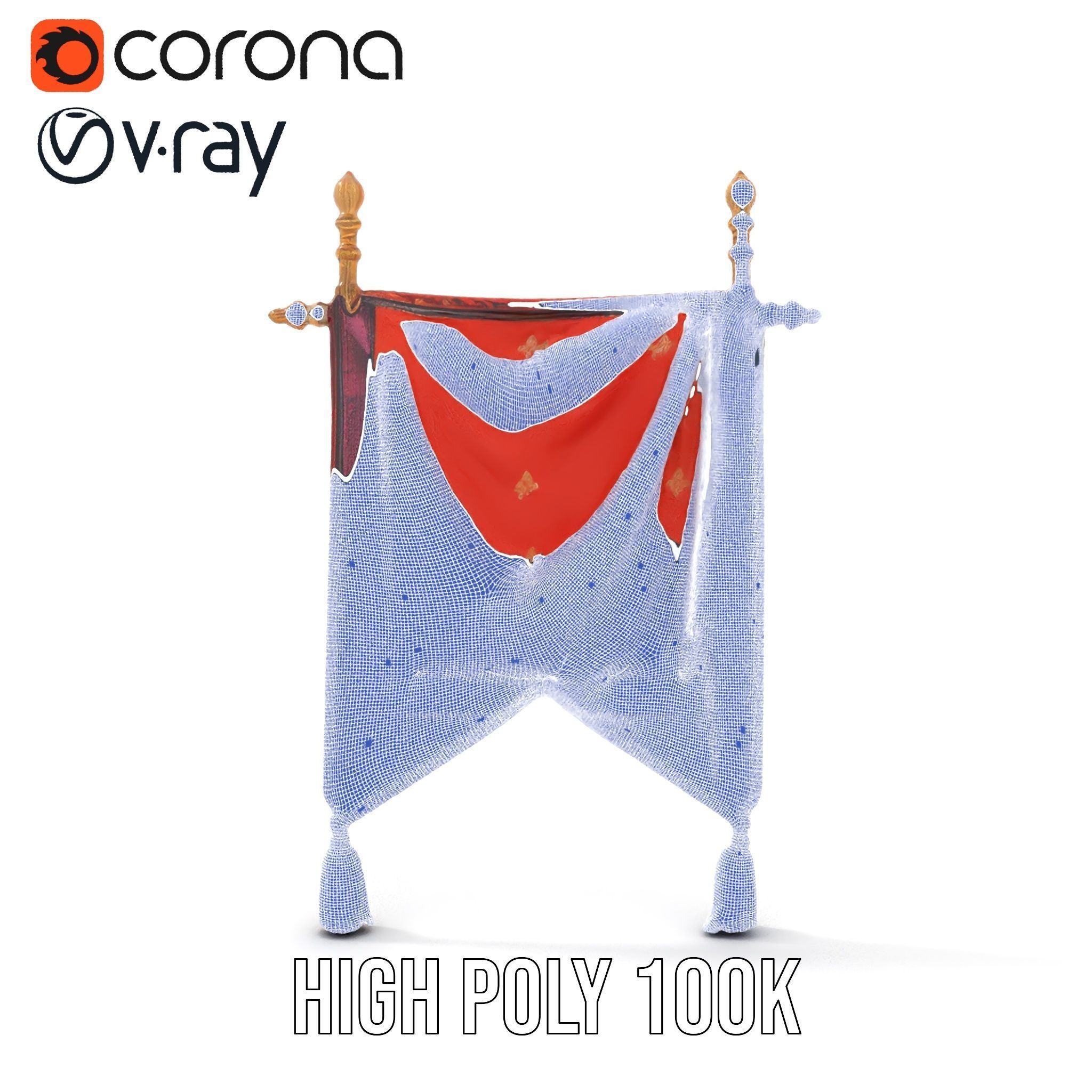 Decorative Hanging Banner with Tassels Model Pack Low-poly 3D model_32