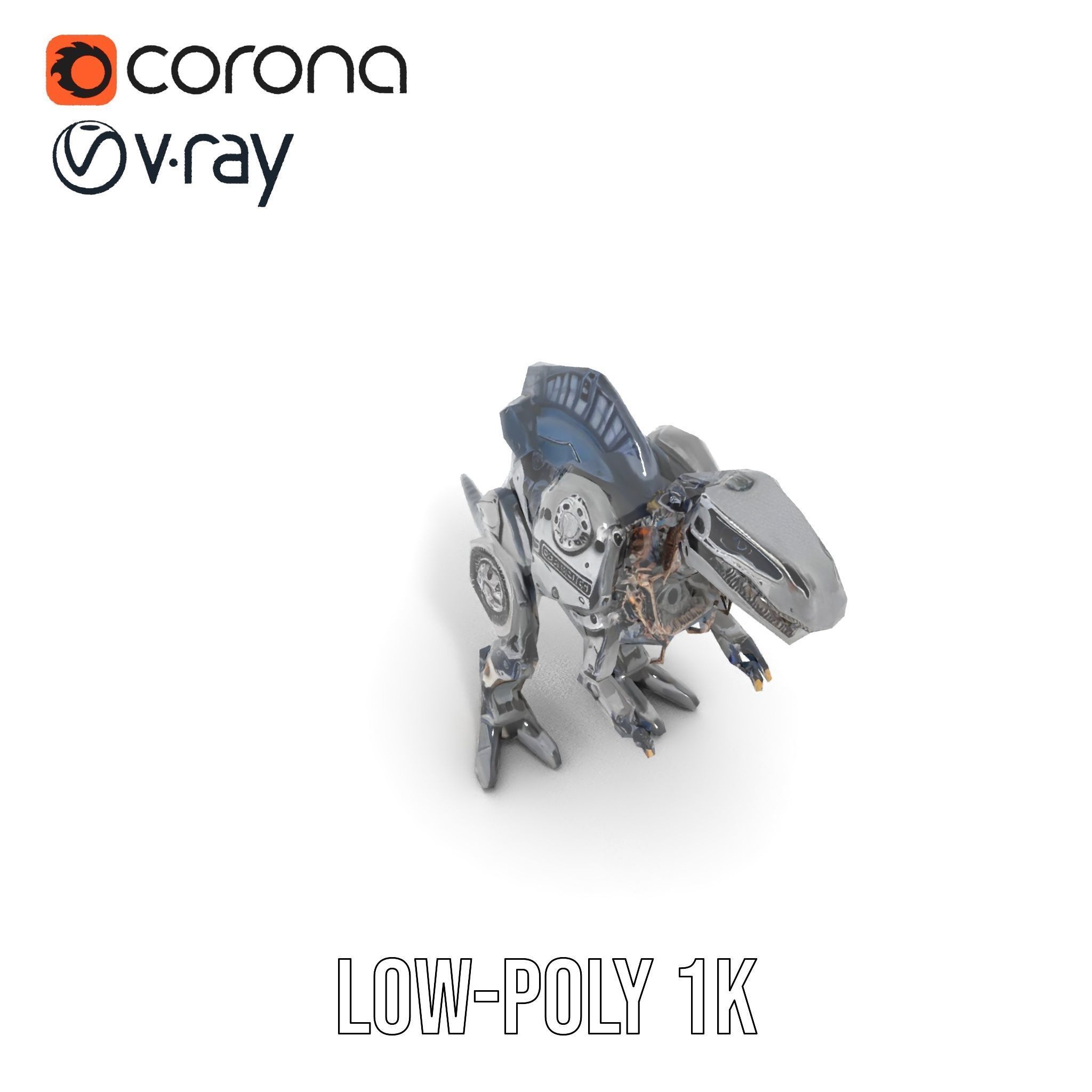 Mechanical Dinosaur Model Pack Low-poly 3D model_12