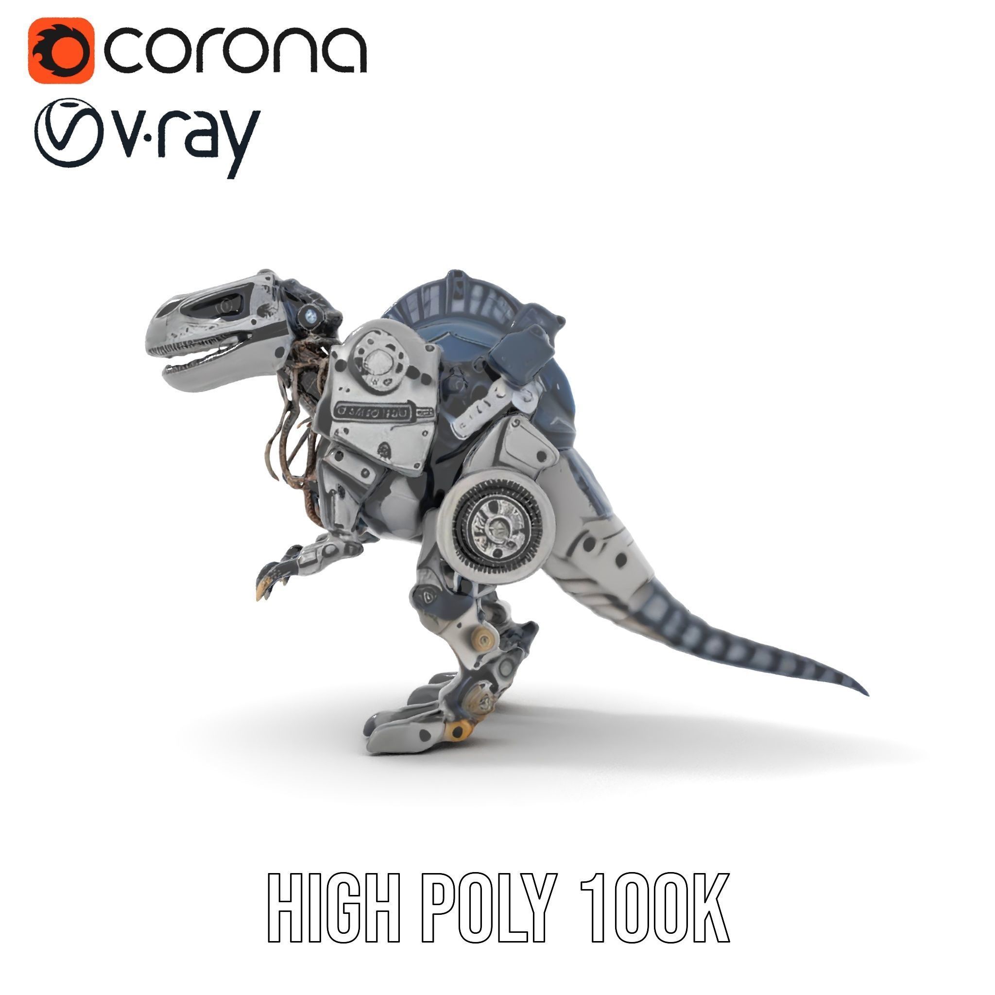 Mechanical Dinosaur Model Pack Low-poly 3D model_28