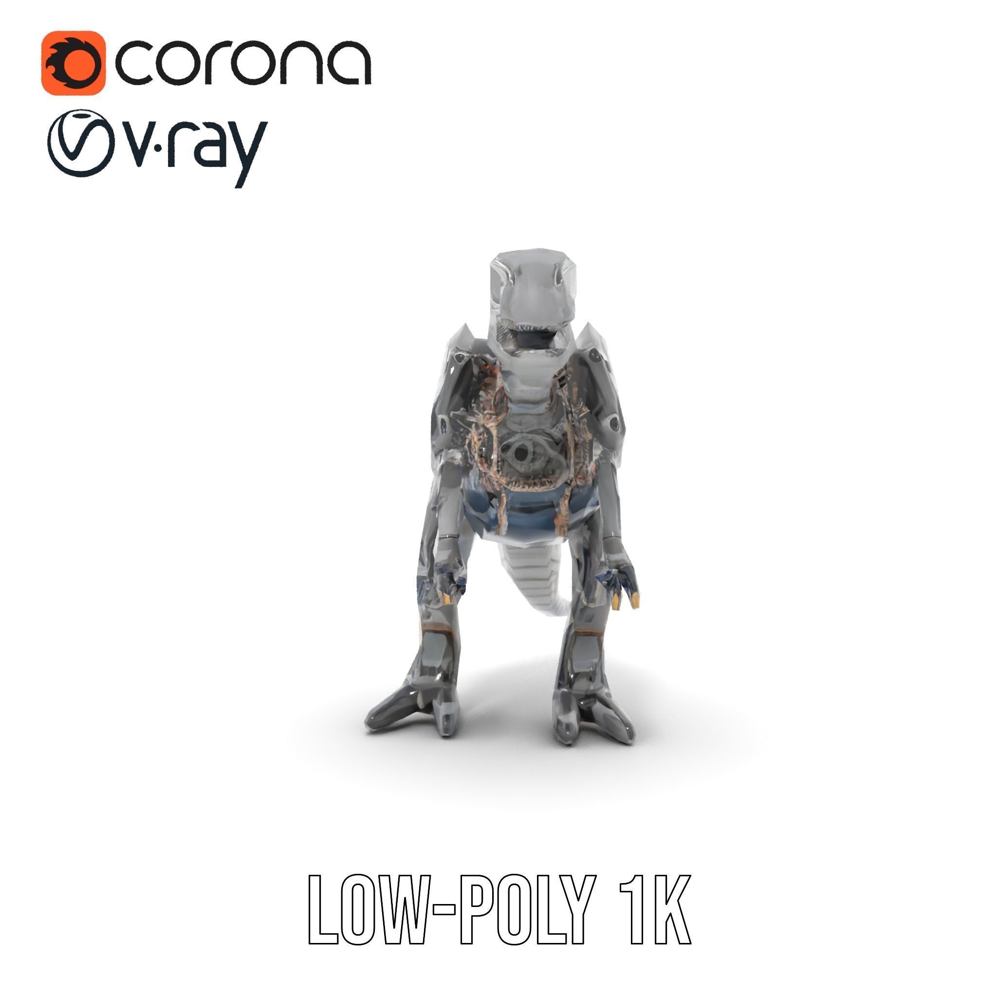 Mechanical Dinosaur Model Pack Low-poly 3D model_14