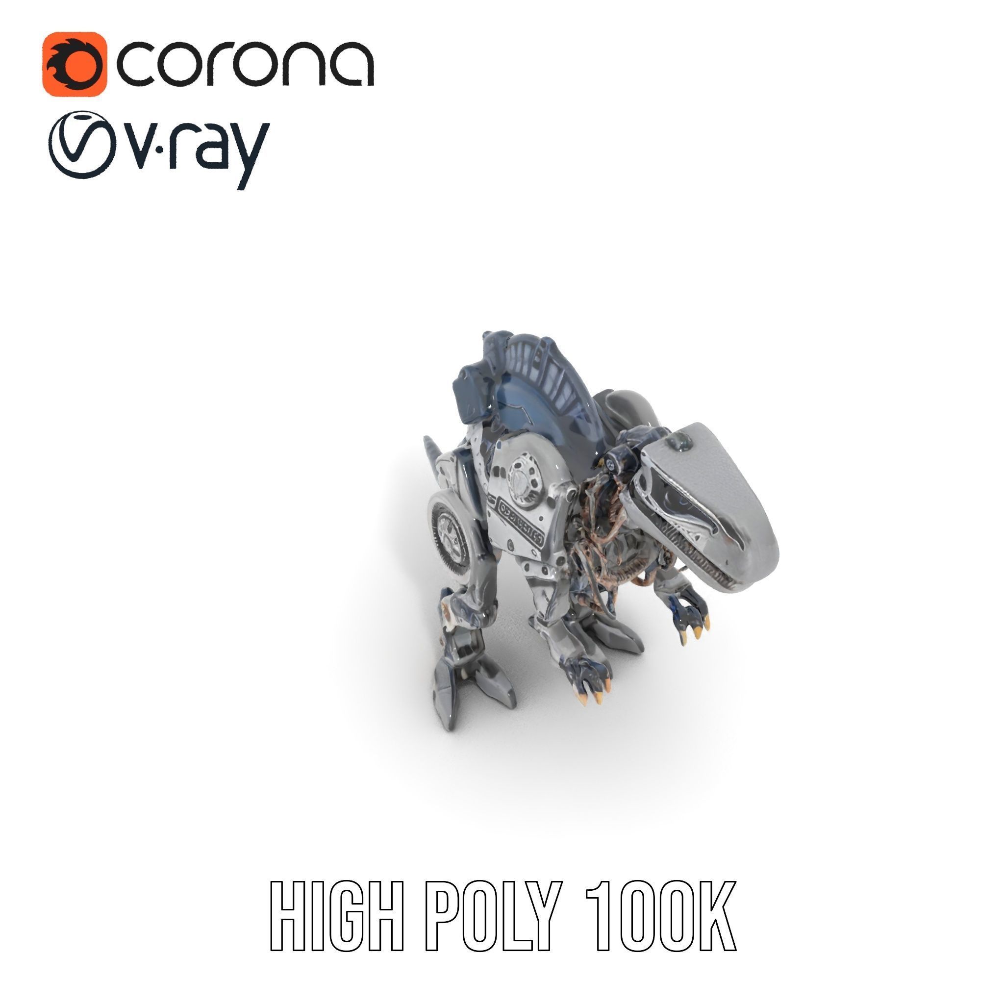 Mechanical Dinosaur Model Pack Low-poly 3D model_31