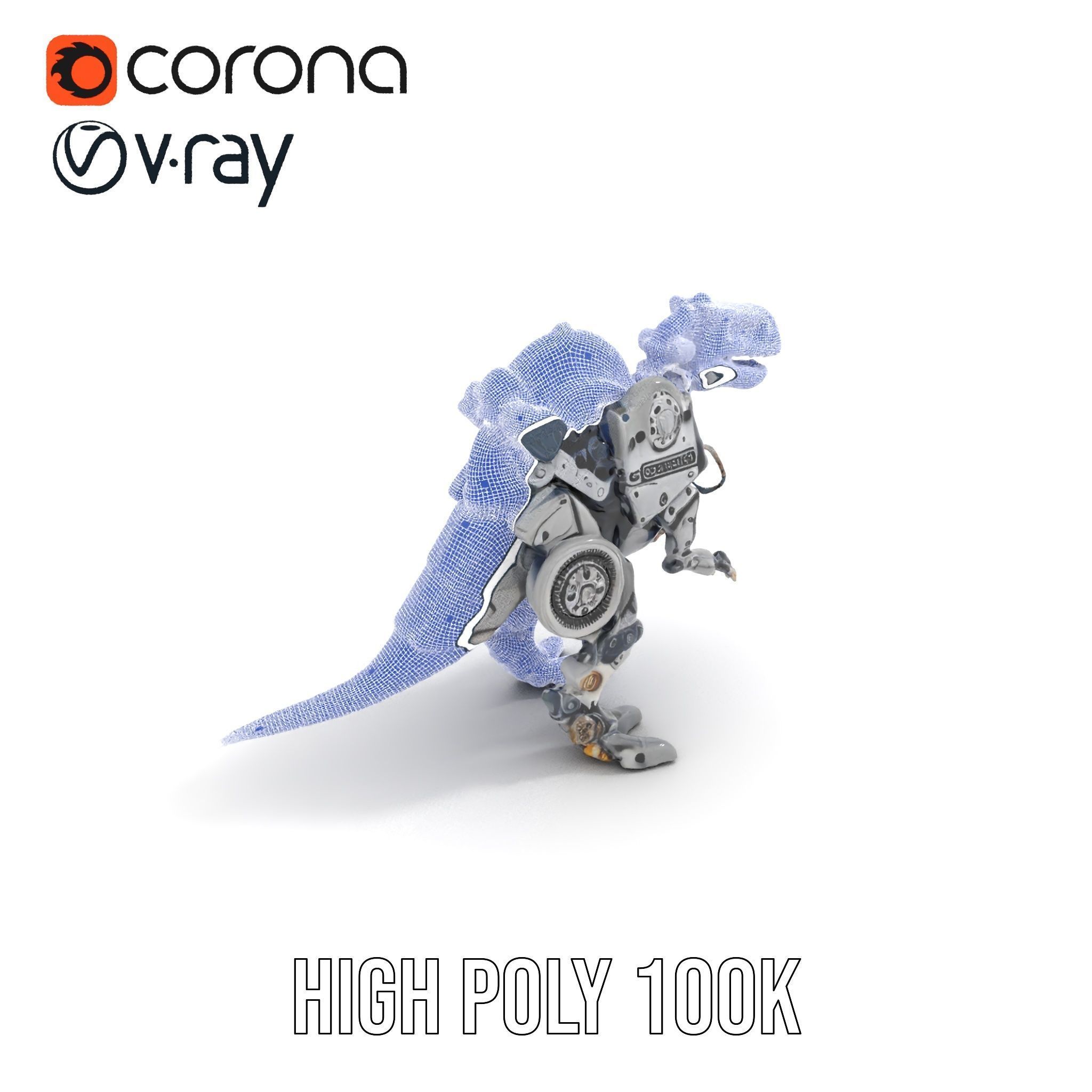 Mechanical Dinosaur Model Pack Low-poly 3D model_17