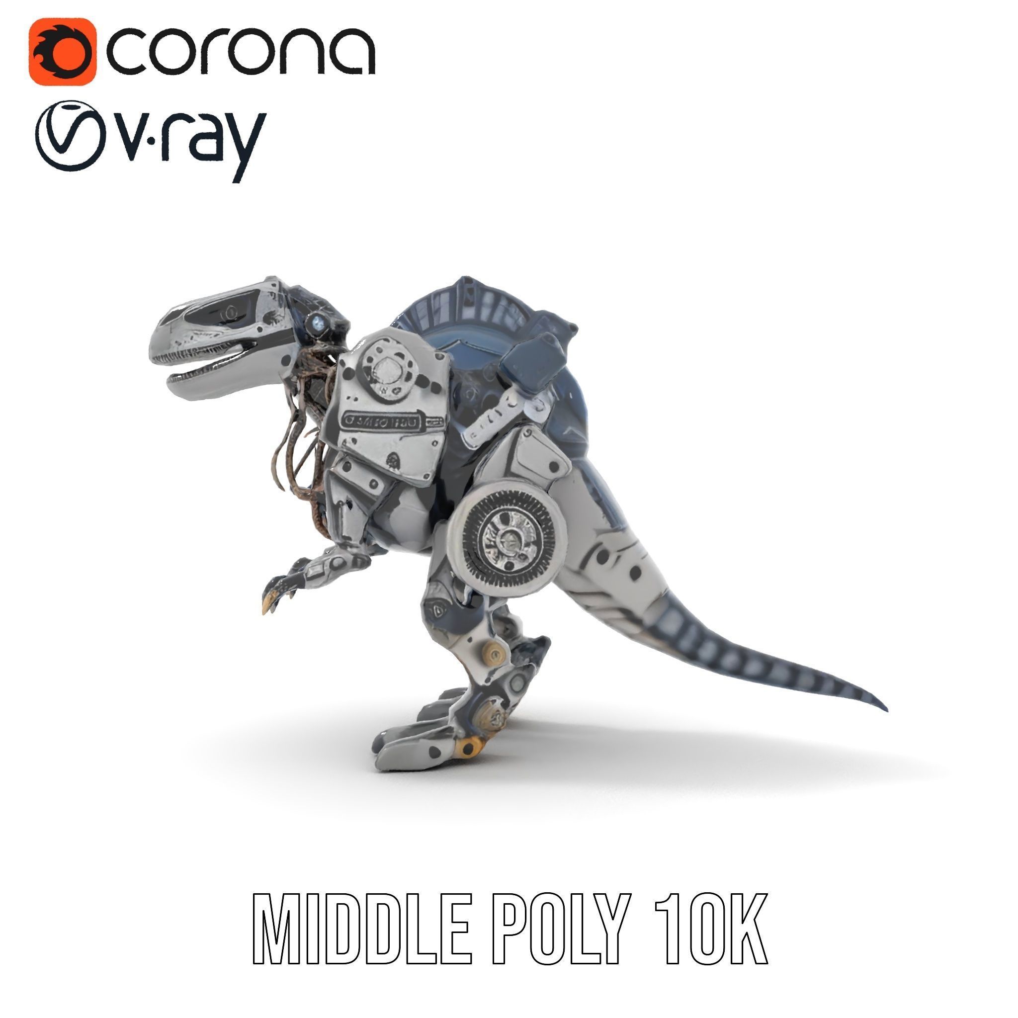 Mechanical Dinosaur Model Pack Low-poly 3D model_15