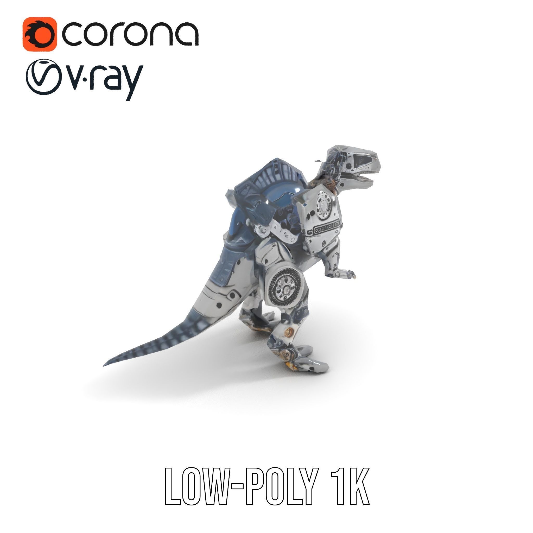 Mechanical Dinosaur Model Pack Low-poly 3D model_7