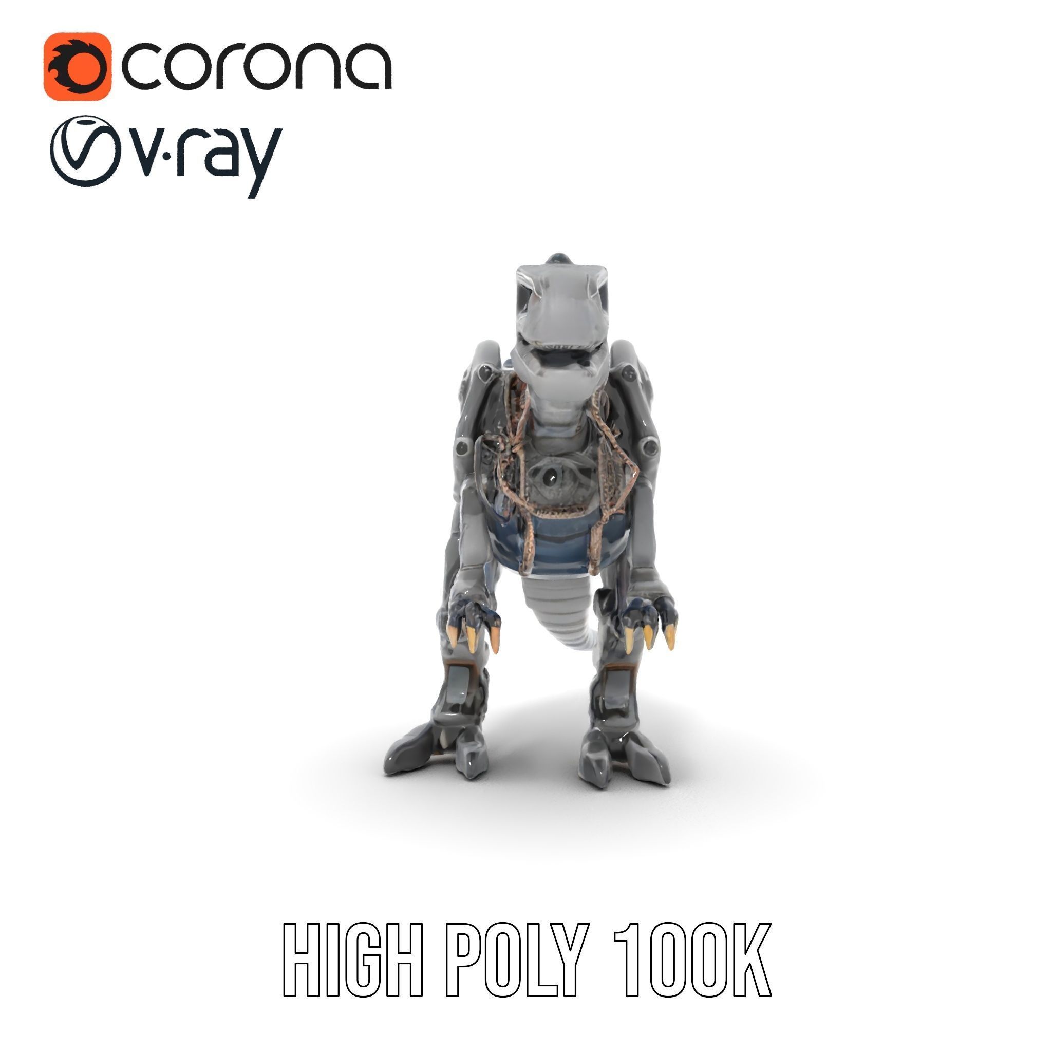 Mechanical Dinosaur Model Pack Low-poly 3D model_22