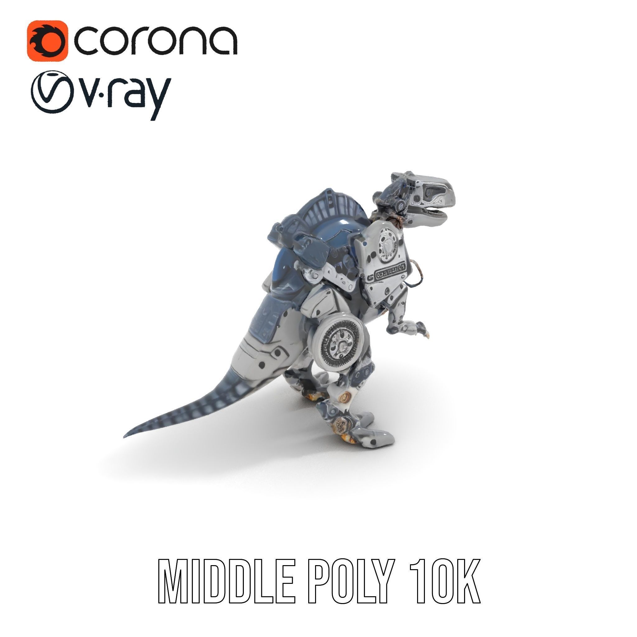 Mechanical Dinosaur Model Pack Low-poly 3D model_6