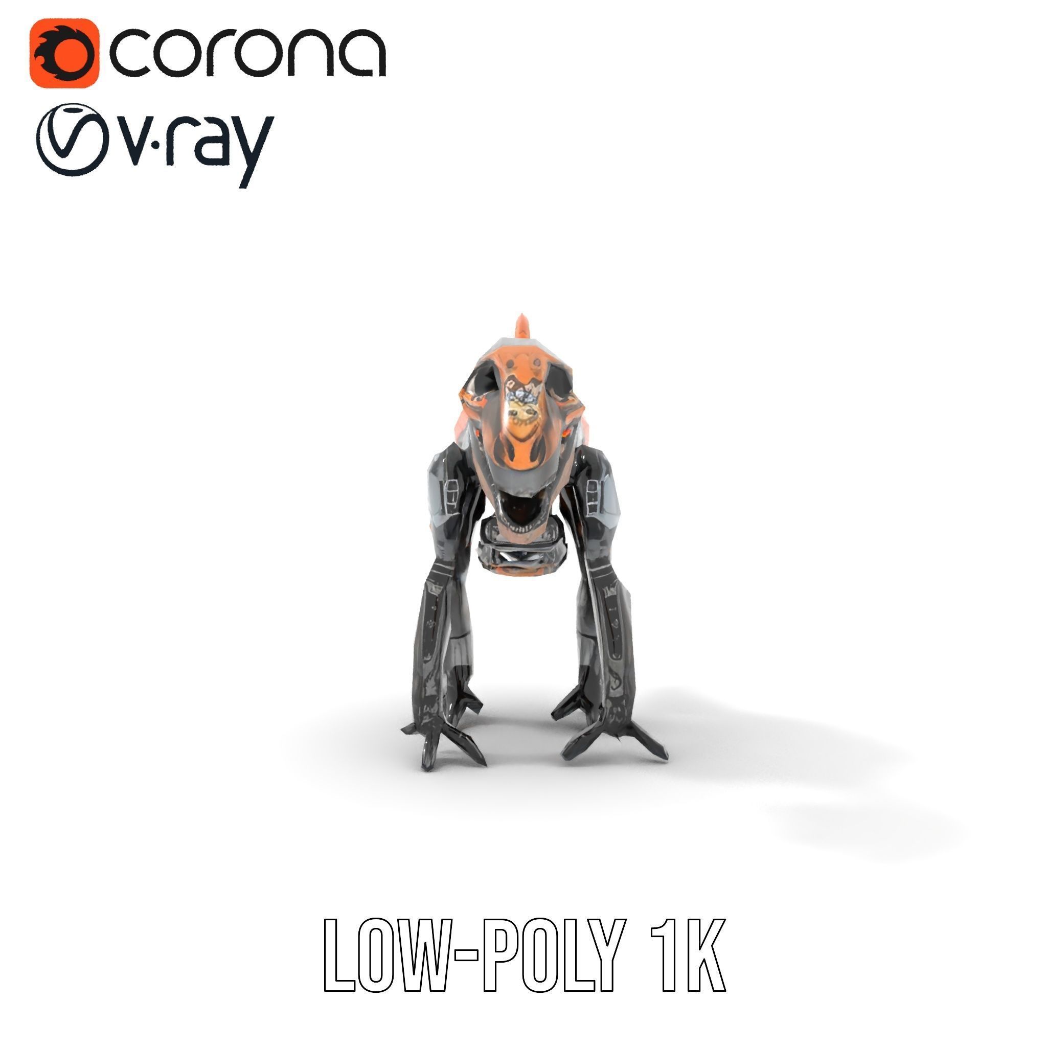 Robotic Dinosaur Model Pack with Steampunk Aesthetic Low-poly 3D model_19