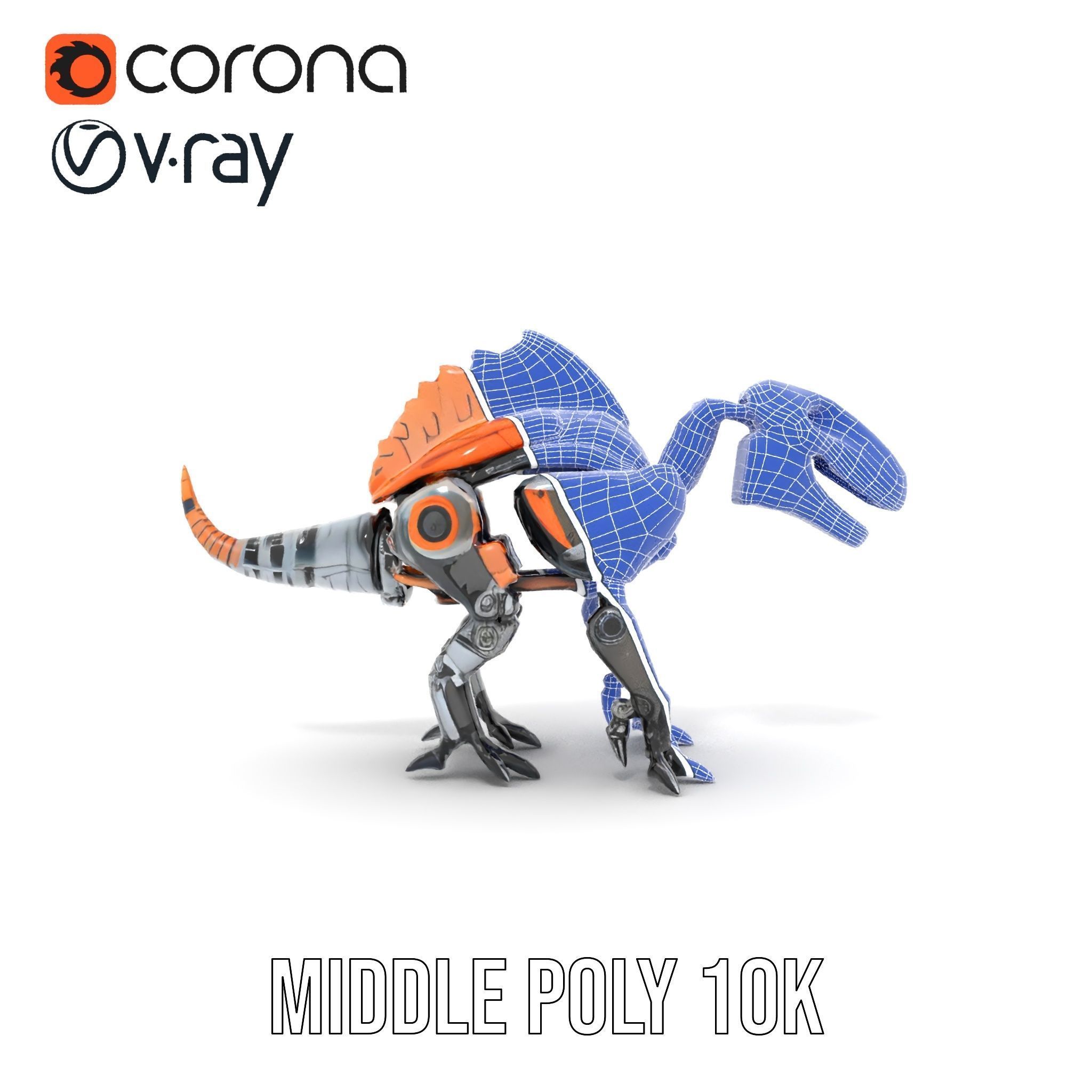 Robotic Dinosaur Model Pack with Steampunk Aesthetic Low-poly 3D model_23