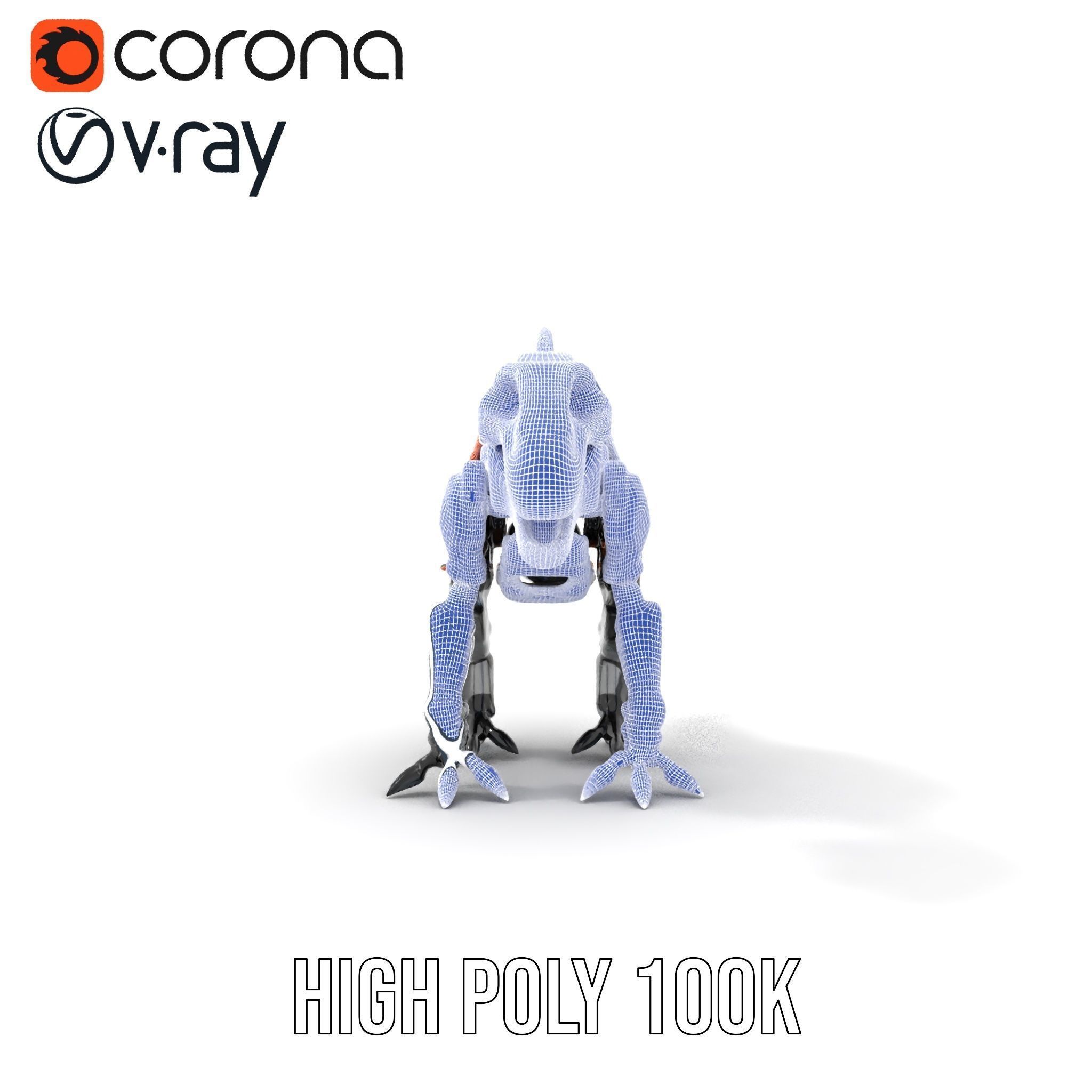 Robotic Dinosaur Model Pack with Steampunk Aesthetic Low-poly 3D model_33